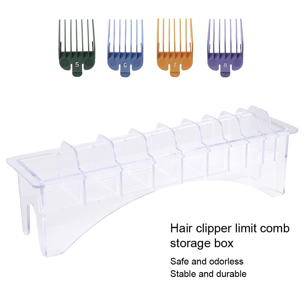 ANGGREK Hair Clipper Guard Holder & Storage Box - 10-Piece Clipper Comb Organizer with Positioning Caliper - Perfect for Barbershops & Home Hair Cutting Kits