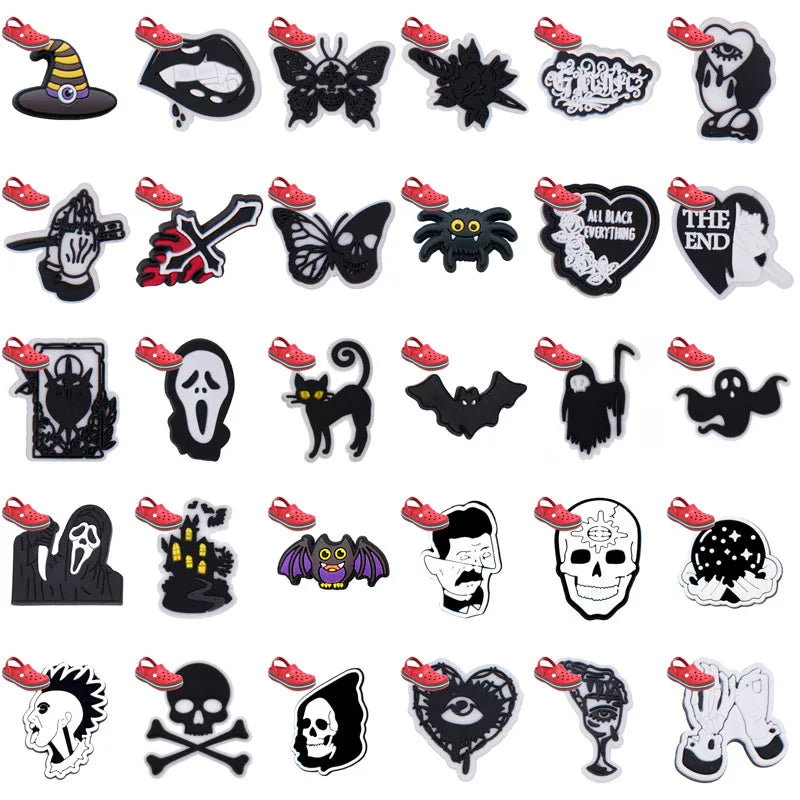 1pc Black Crocs Charms Shoe Accessories - Halloween Decorations, Jeans & Sandals Buckle for Women, Men & Kids | Perfect for DIY Customization & Fashion Statement