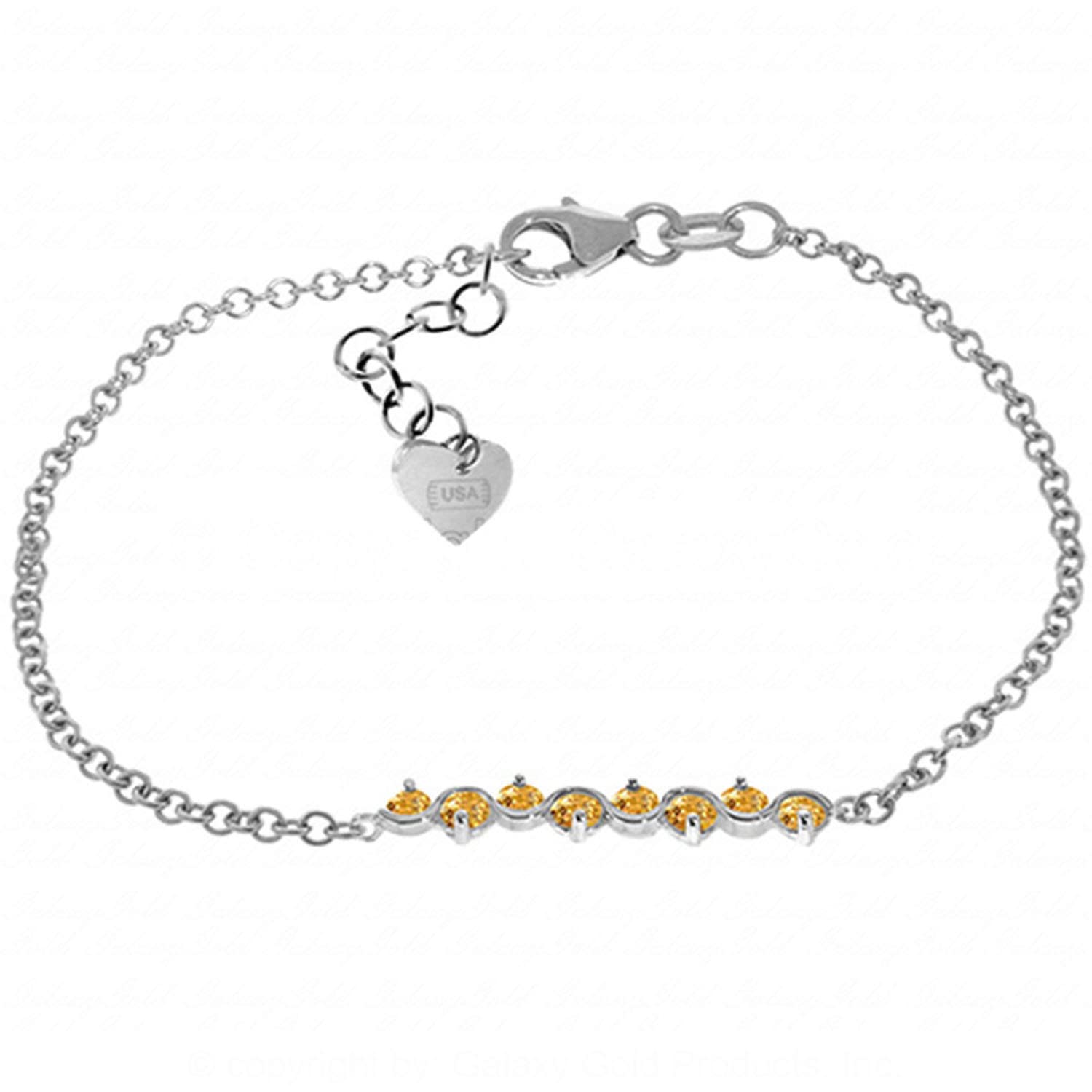 1.55 Carat 14K Solid White Gold Bracelet with Natural Citrine Gemstone - Elegant Jewelry for Women, Perfect for Weddings, Anniversaries & Special Occasions