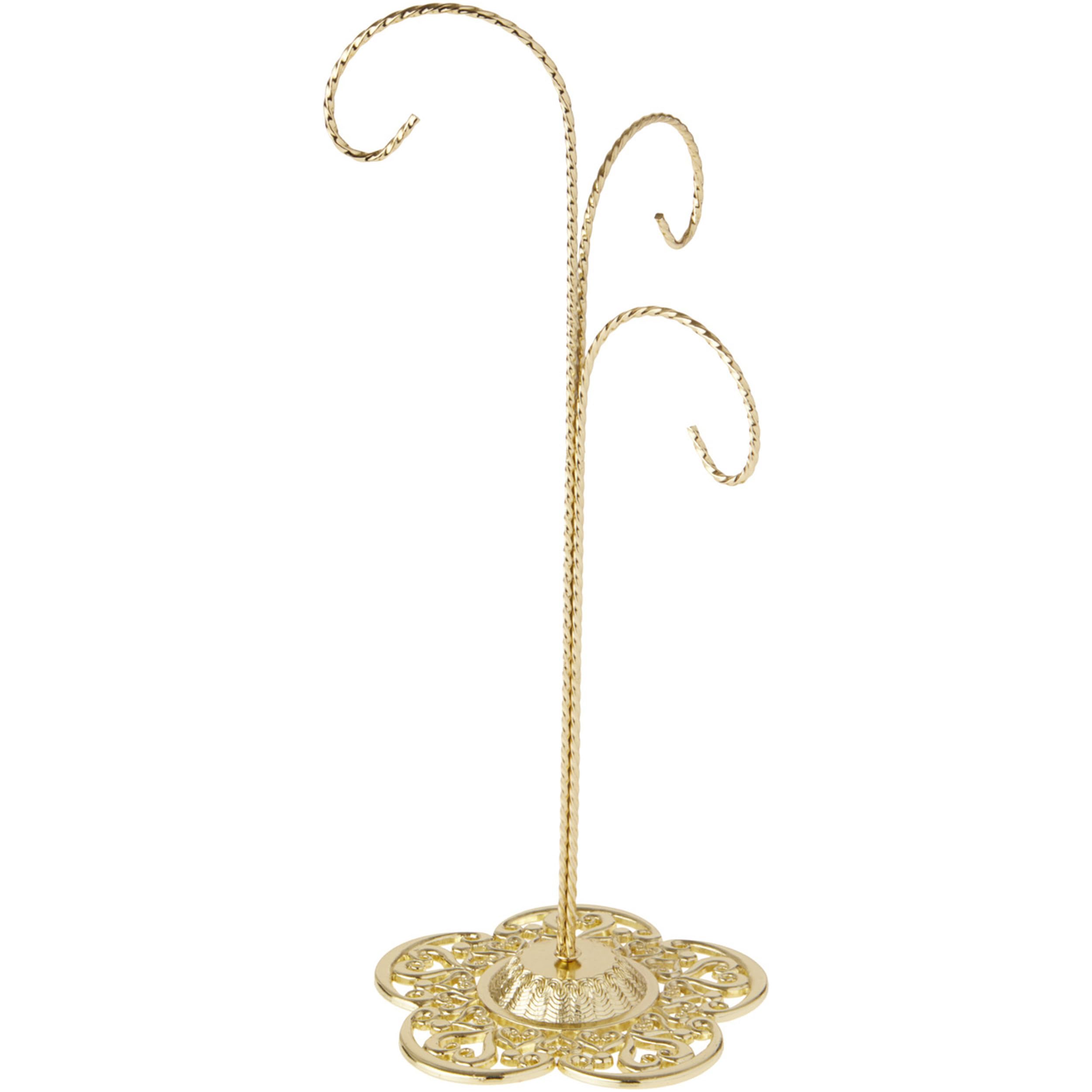 Bard's Filigree 3-Arm Gold-Toned Ornament Stand - 12.75 Inch Height, 5 Inch Width & Depth - Set of 3 - Perfect for Christmas Tree Decorations, Holiday Centerpieces & Home Décor