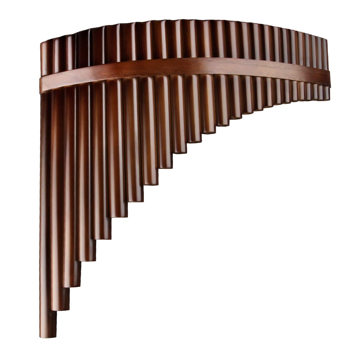 Professional 22/25 Pipes C Key Pan Flute - Traditional Chinese Musical Instrument with Brown Finish & Black PU Bag - Easy to Learn Panpipes for Beginners (Right Hand) - Perfect for Live Performances, Music Therapy & Cultural Events