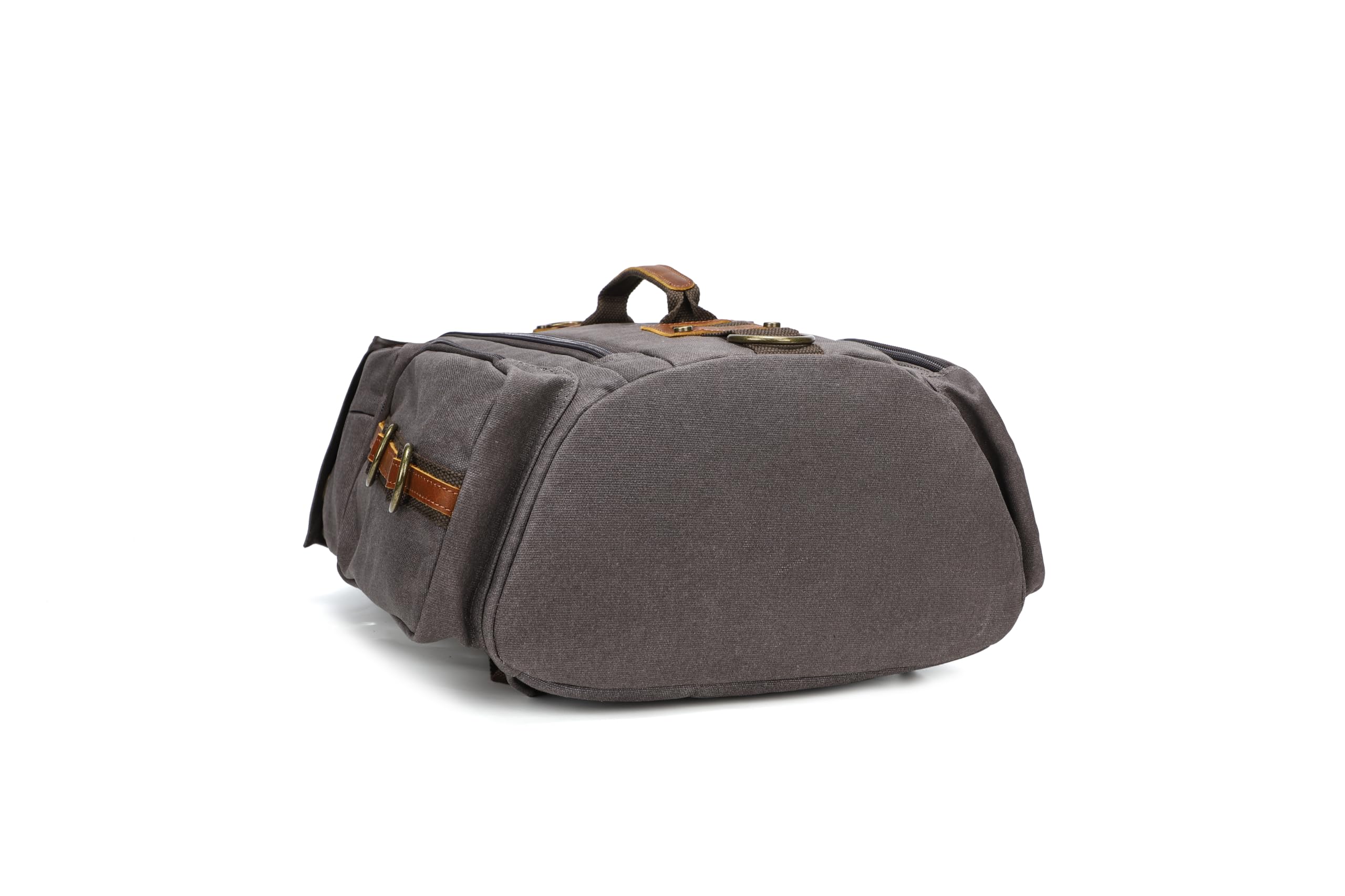 Peacechaos Heavy-Duty Waxed Canvas Backpack for Men - 17 Inch Laptop Rucksack with Genuine Leather - Multi-Pocket Travel Bag for Work, Hiking & Camping - Durable Backpack for Commuting, Outdoor Adventures & Business Travel
