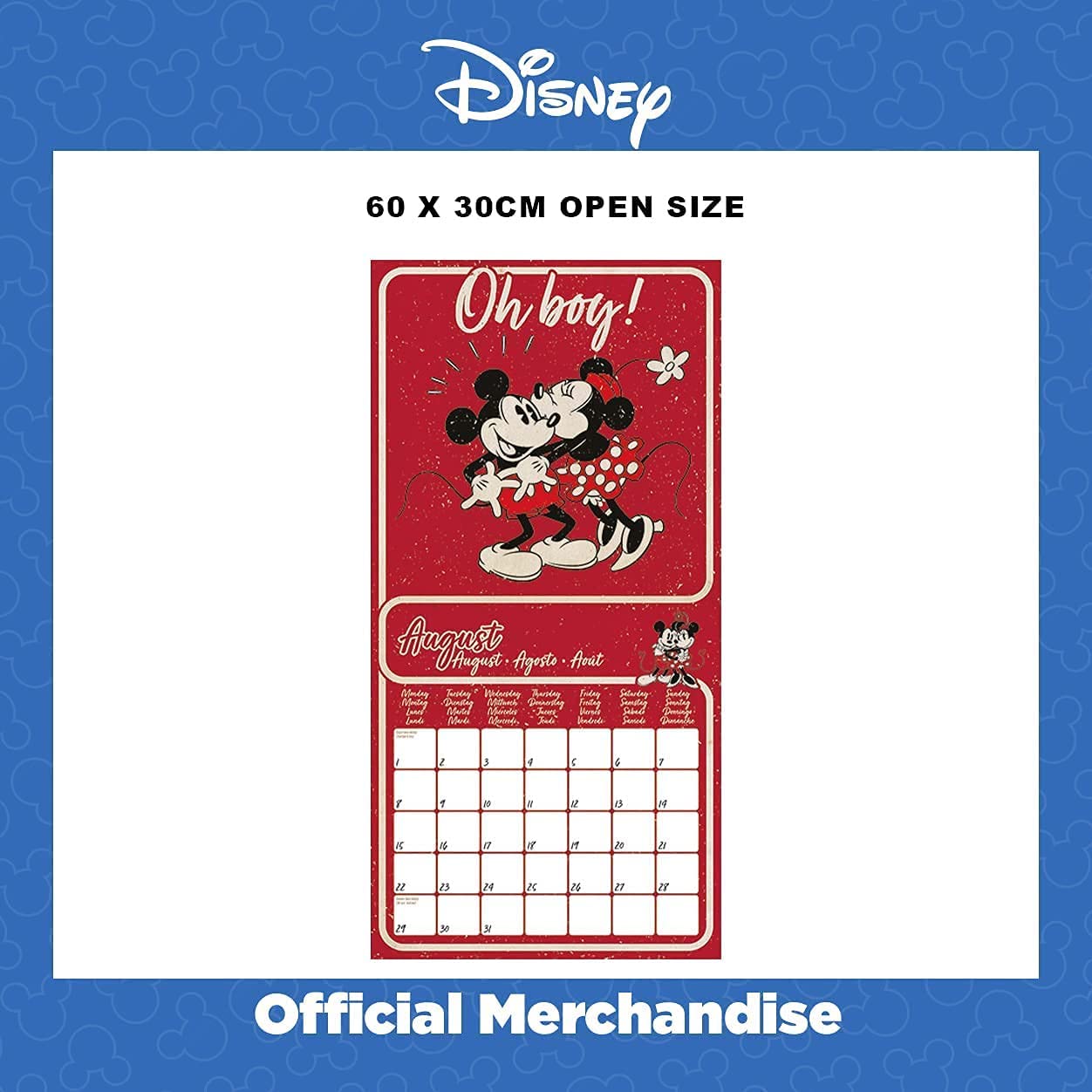 Disney Mickey Mouse & Minnie Mouse 2022 Wall Calendar - 12 Month Planner 30cm x 30cm - Official Disney Merchandise - Perfect for Home, Office & School Organization