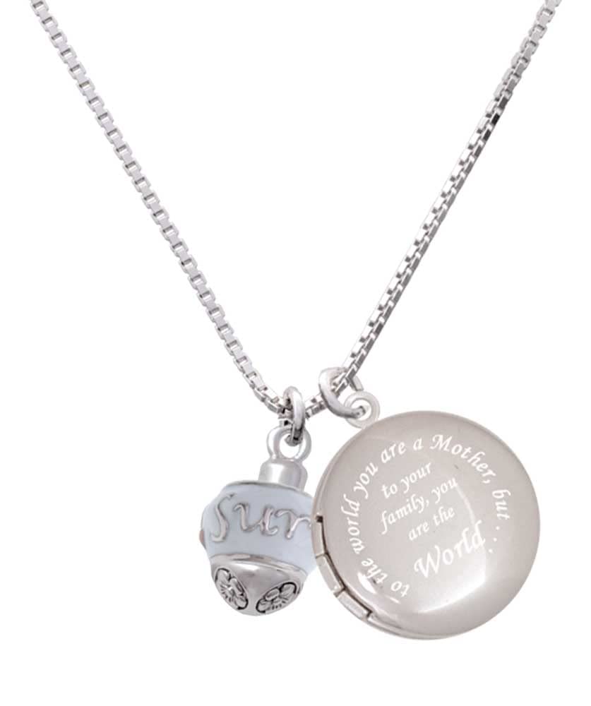 Delight Jewelry Silver Tone Survivor Pink Ribbon White Spinner Locket Necklace - 18