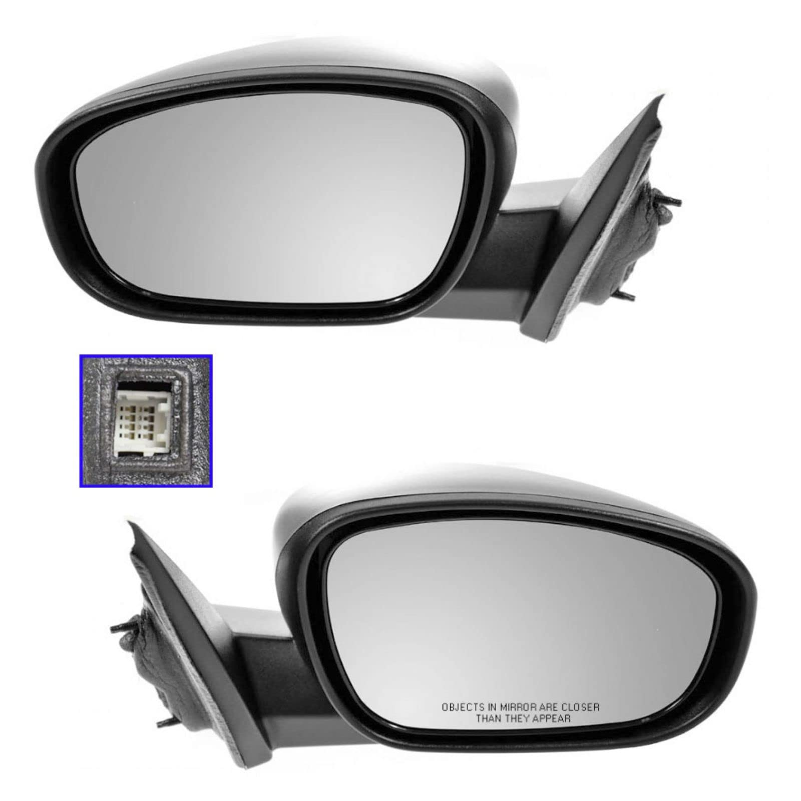 Black Textured Power Mirrors - Left & Right Pair Set for Dodge 300 Magnum | Replacement Side View Mirrors for Enhanced Visibility & Style | Perfect for Off-Roading, Towing & Daily Driving