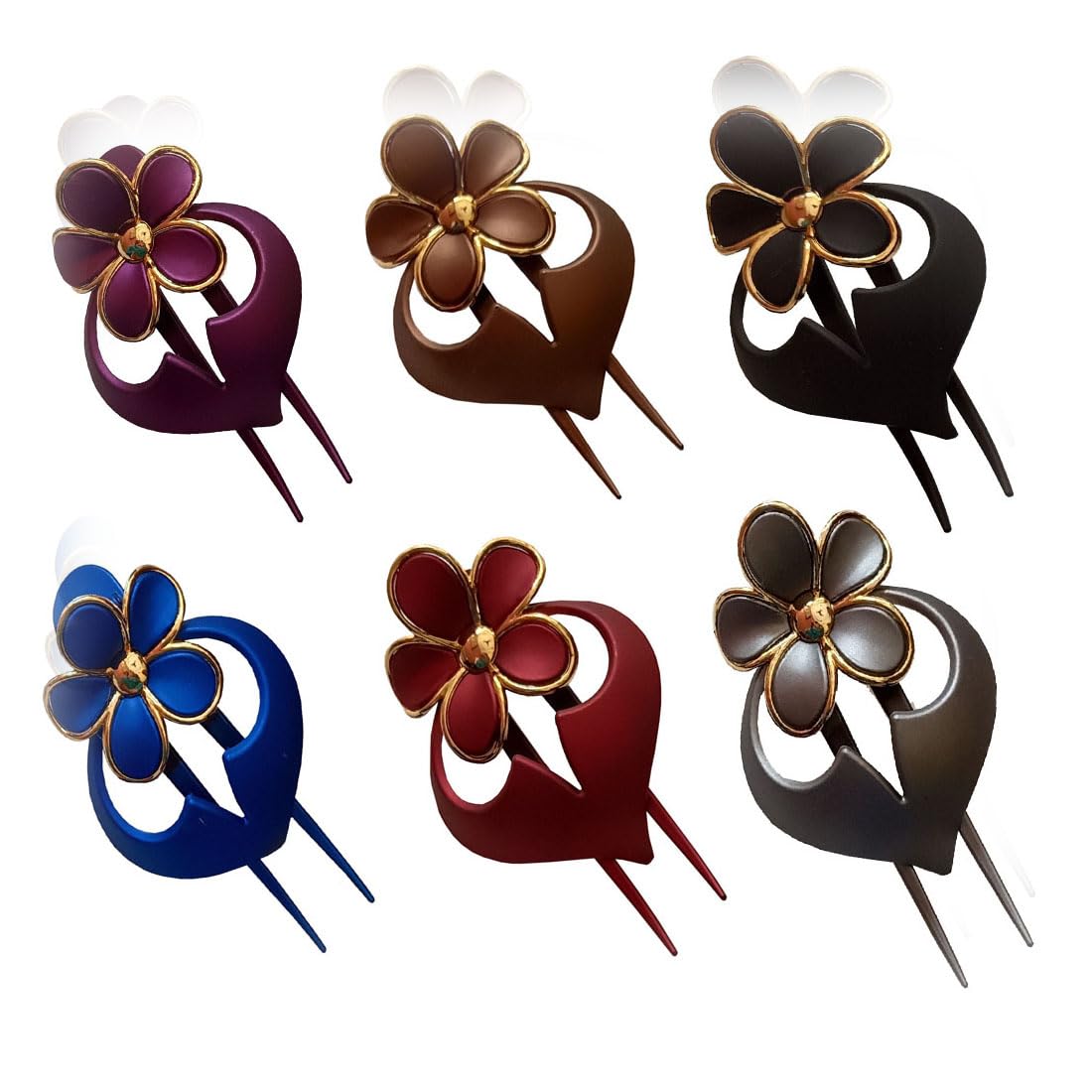 Denicraas Stylish Hair Claw Clips for Women - 6 Pack Multicolor Hair Clips for Women & Girls | Fashionable Hair Accessories for Ponytail, Bun & Updo Hairstyles | Perfect for Daily Wear, Parties & Special Occasions