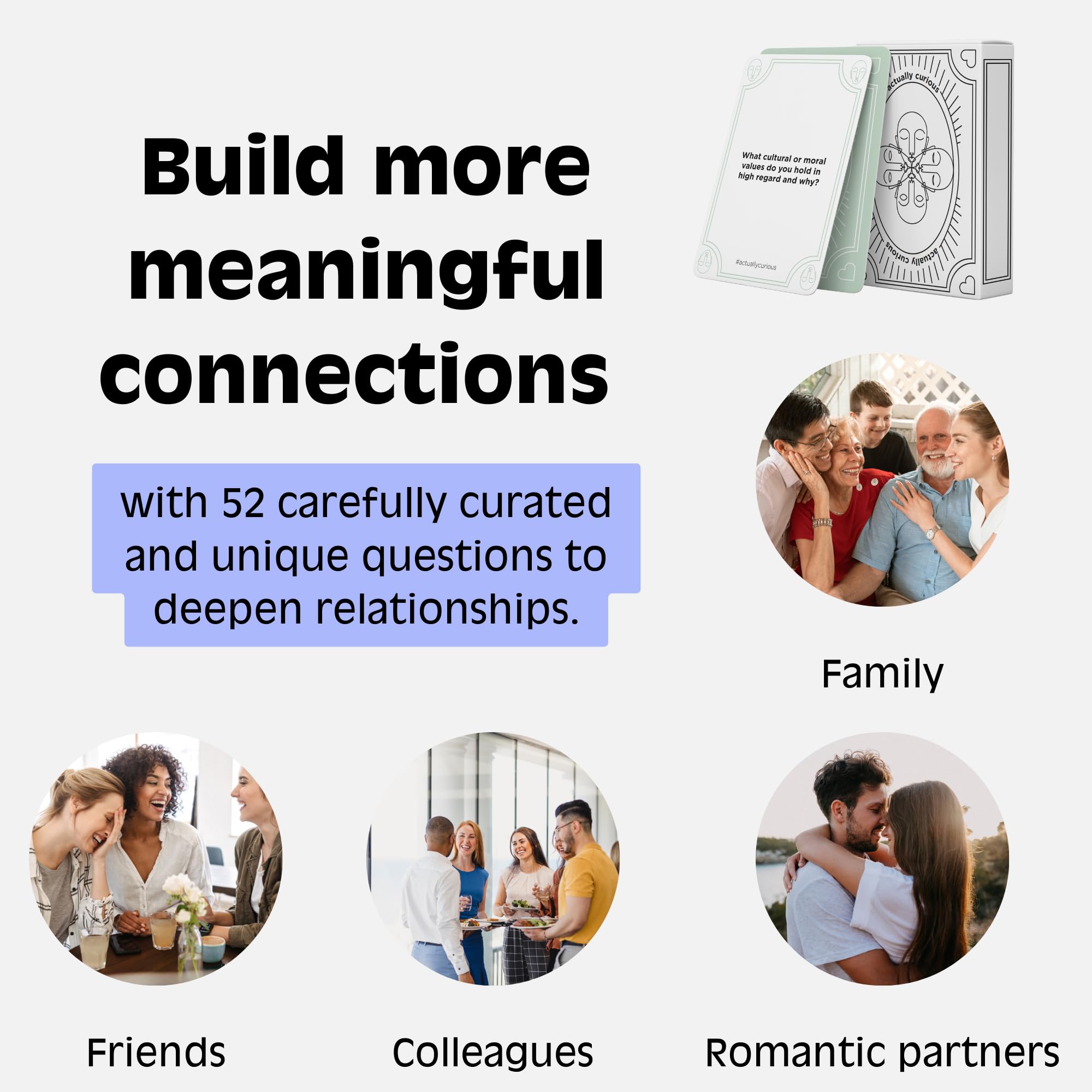 Original Deep Conversation Cards for Couples & Families - Therapy Game for Anxiety Relief, Counselor Office Must-Have | Fun Icebreaker & Bonding Activity for Date Nights, Group Therapy & Family Game Nights