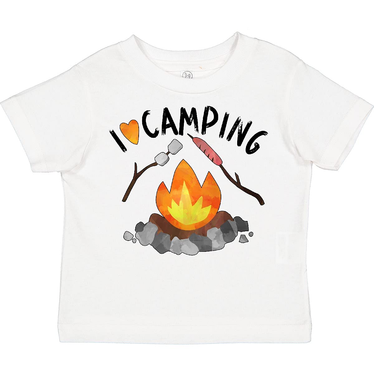Inktastic I Love Camping Toddler T-Shirt - Cute Campfire, Hot Dog & Marshmallows Design for Kids - Perfect for Outdoor Adventures, Family Trips & Summer Camp Fun