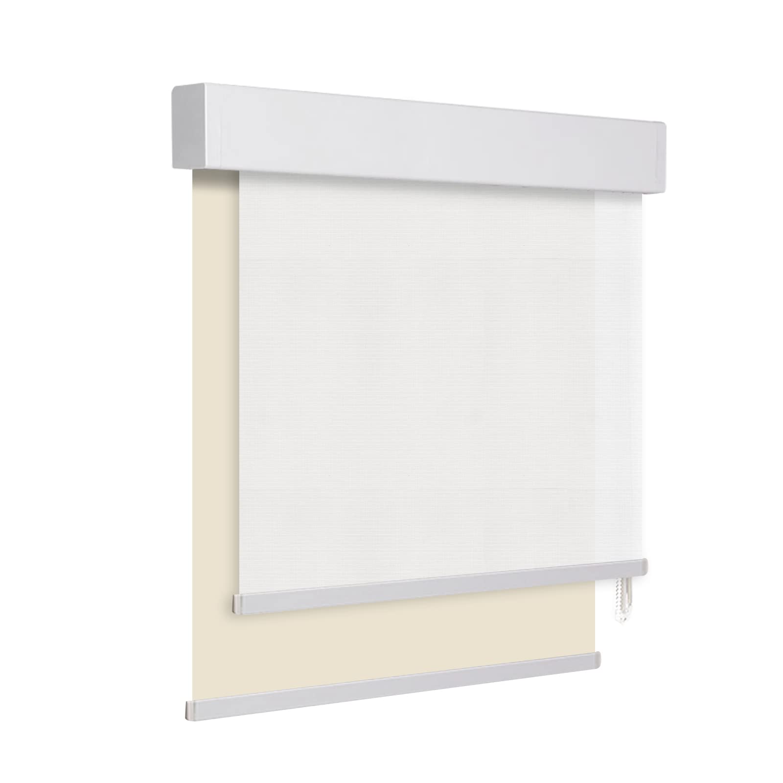 SUAKY Dual Window Blinds Roller Shades - Beige Blackout & Light Filtering Shades with Valance for Day & Night Use - Perfect for Living Room, Bedroom & Home Office Privacy