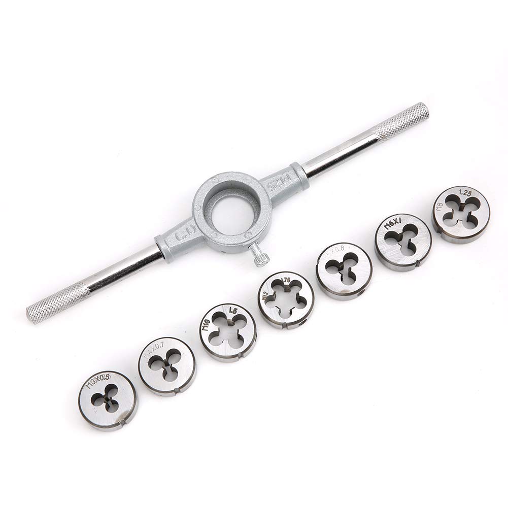 Durable Alloy Steel Die Wrench Set (8PCs) 1/8 inch to 1/2 inch M3-M12 for Thread Repair - Perfect for Automotive, Plumbing & DIY Home Maintenance