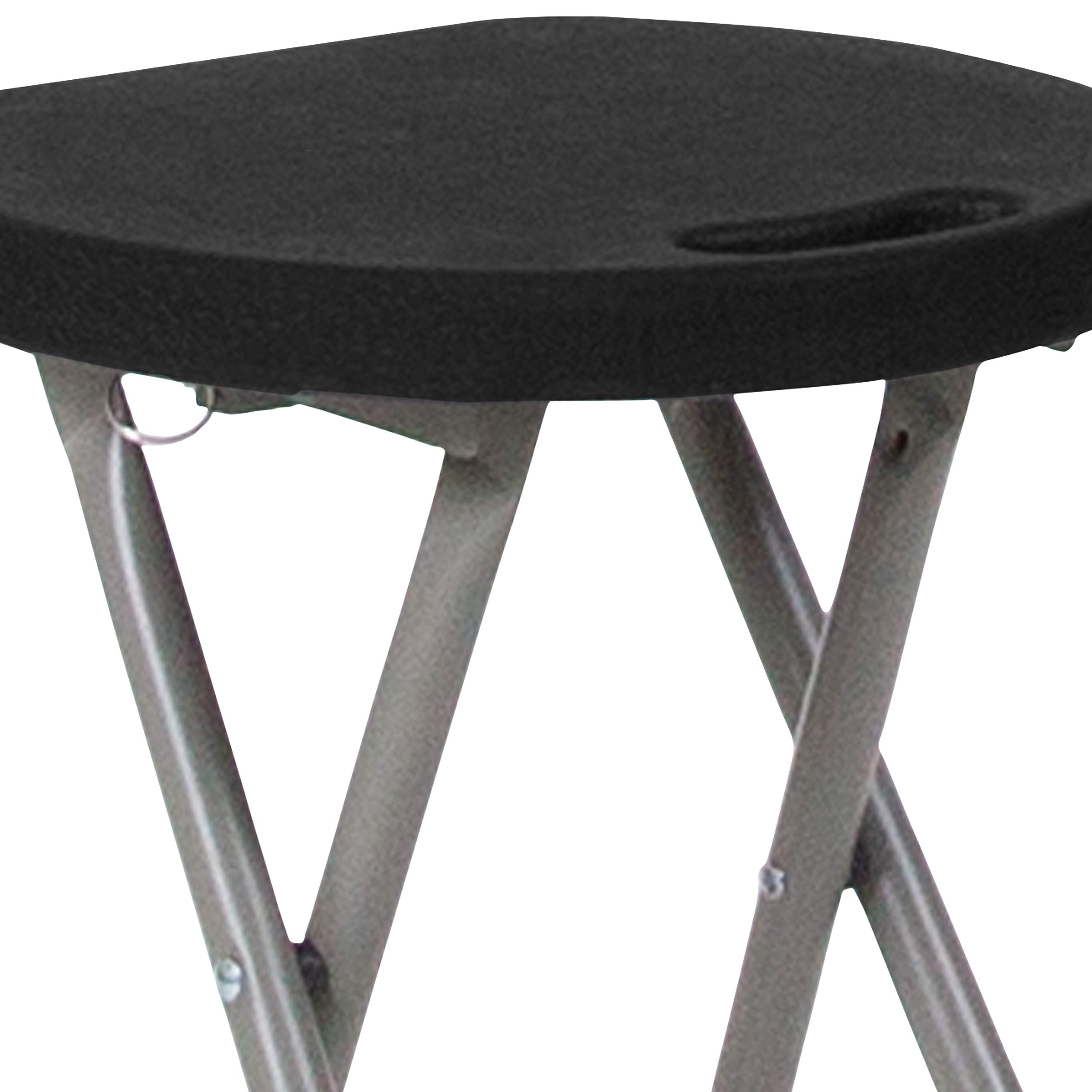 EMMA & OLIVER 2 Pack Foldable Portable Stool - Lightweight Black Plastic Seat with Titanium Gray Frame - Perfect for Camping, Fishing, Picnics & Outdoor Events