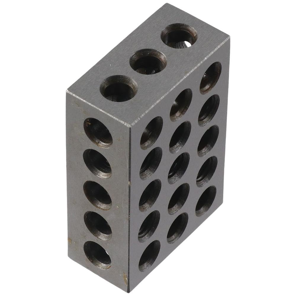 Ultra Precision 1x2x3 Inch Steel Matched Pair Blocks - 23 Holes Machinist Milling Blocks for CNC & Manual Milling Machines - High Quality Silver Finish for Accurate Machining & Tool Setup