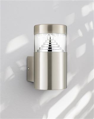 Stainless Steel IP44 30 LED Outdoor Wall Light with Clear Polycarbonate Diffuser - Waterproof Exterior Lighting for Patio, Garden, and Porch