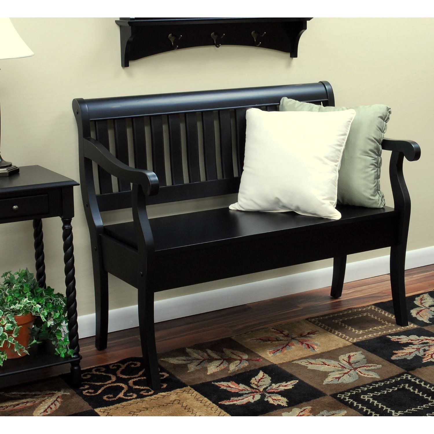 Kensington Storage Bench with Cushion Seat - Wooden Entryway Bench for Shoes, Coats & Bags - Perfect for Hallway, Living Room & Bedroom Organization
