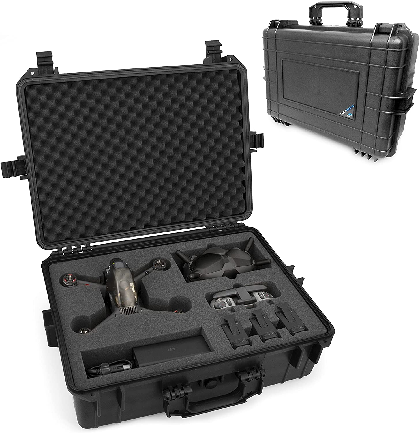CASEMATIX Hard Carrying Case for DJI FPV Combo Drone & Accessories - Waterproof Protective Storage Case with Custom Foam Insert | Perfect for Travel, Outdoor Adventures & Drone Protection