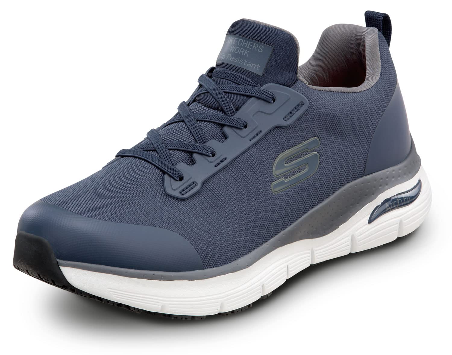 Skechers Men's Arch Fit Jake Slip-On Work Shoes - Slip-Resistant MaxTrax Outsole, Comfortable Soft Toe for All-Day Wear | Perfect for Restaurant, Warehouse & Construction Workers