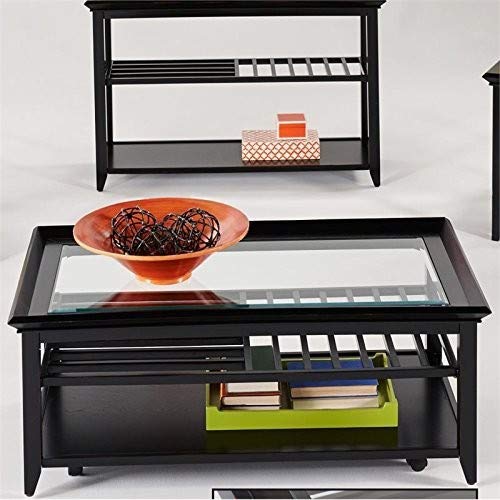 Progressive Furniture Sandpiper Castered Rectangular Cocktail Table in Black - Perfect for Living Rooms, Lounges, and Entertainment Spaces