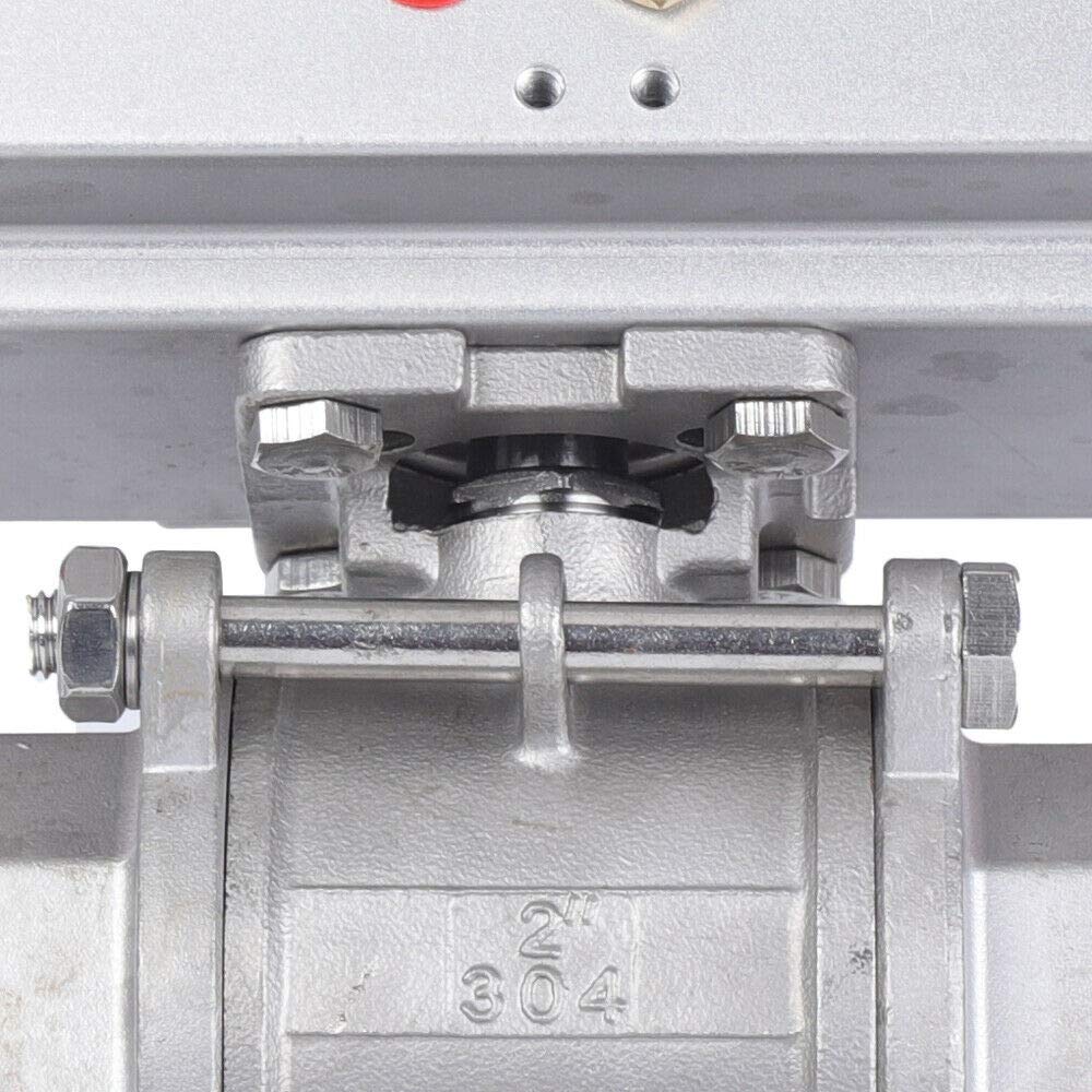 2-Inch 3-Piece Single-Acting Pneumatic Air Actuated Stainless Steel Steam Ball Valve - 1000 PSI, Ball Check, for Automatic Control Systems - Ideal for Industrial Steam Lines, HVAC Systems, and Process Automation