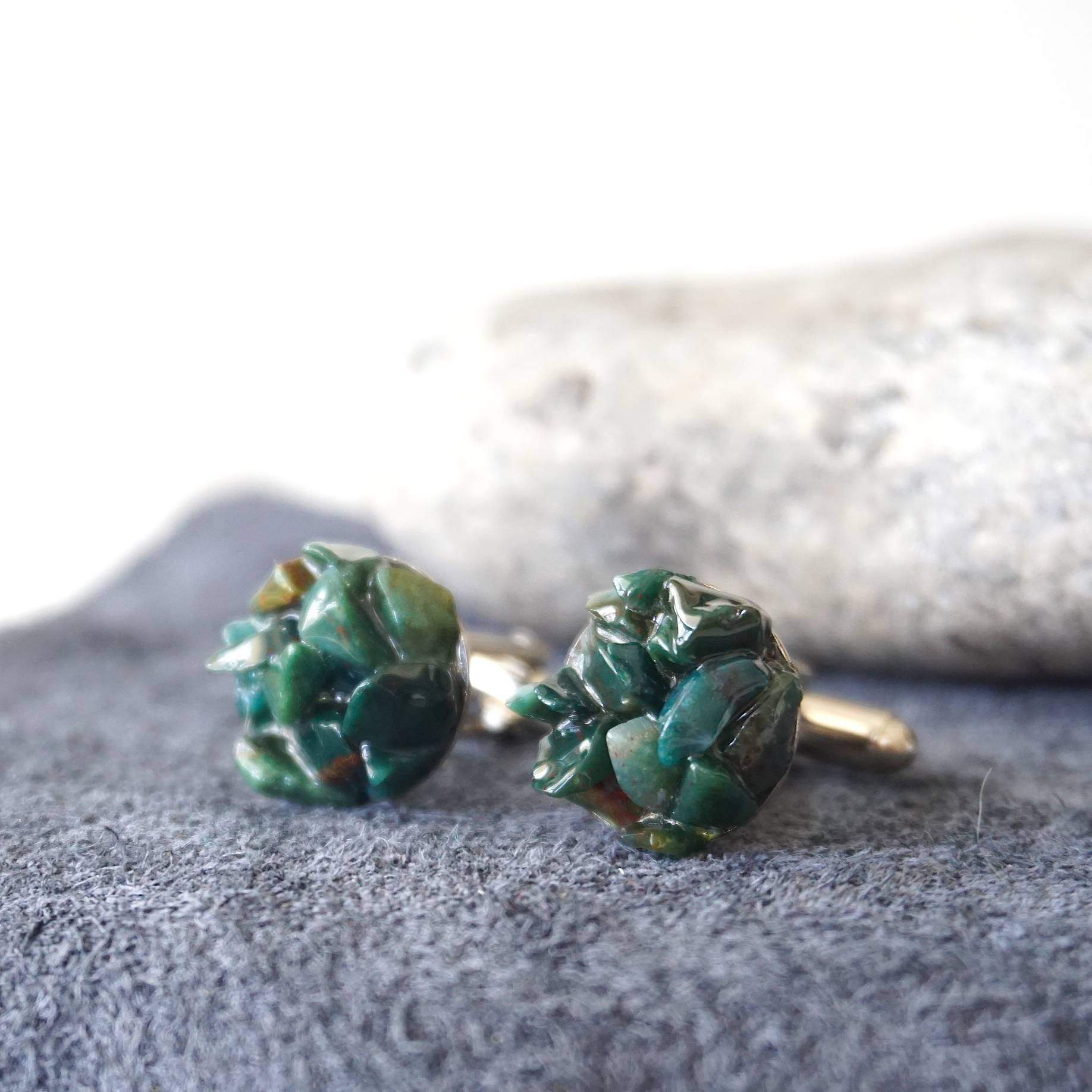 Elegant Bloodstone Cufflinks - White Gold Plated Brass for Men | Perfect for Weddings, Business Meetings & Formal Events