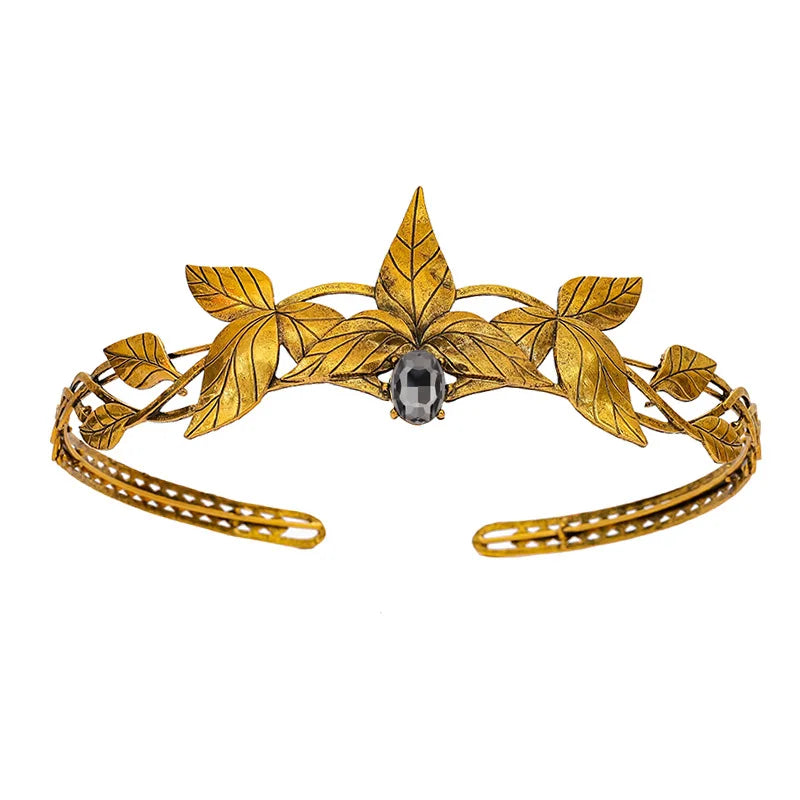 Enchanted Forest Elven Leaf Diadem Headpiece - Fantasy Cosplay Crown for Renaissance Faires, LARP & Themed Weddings
