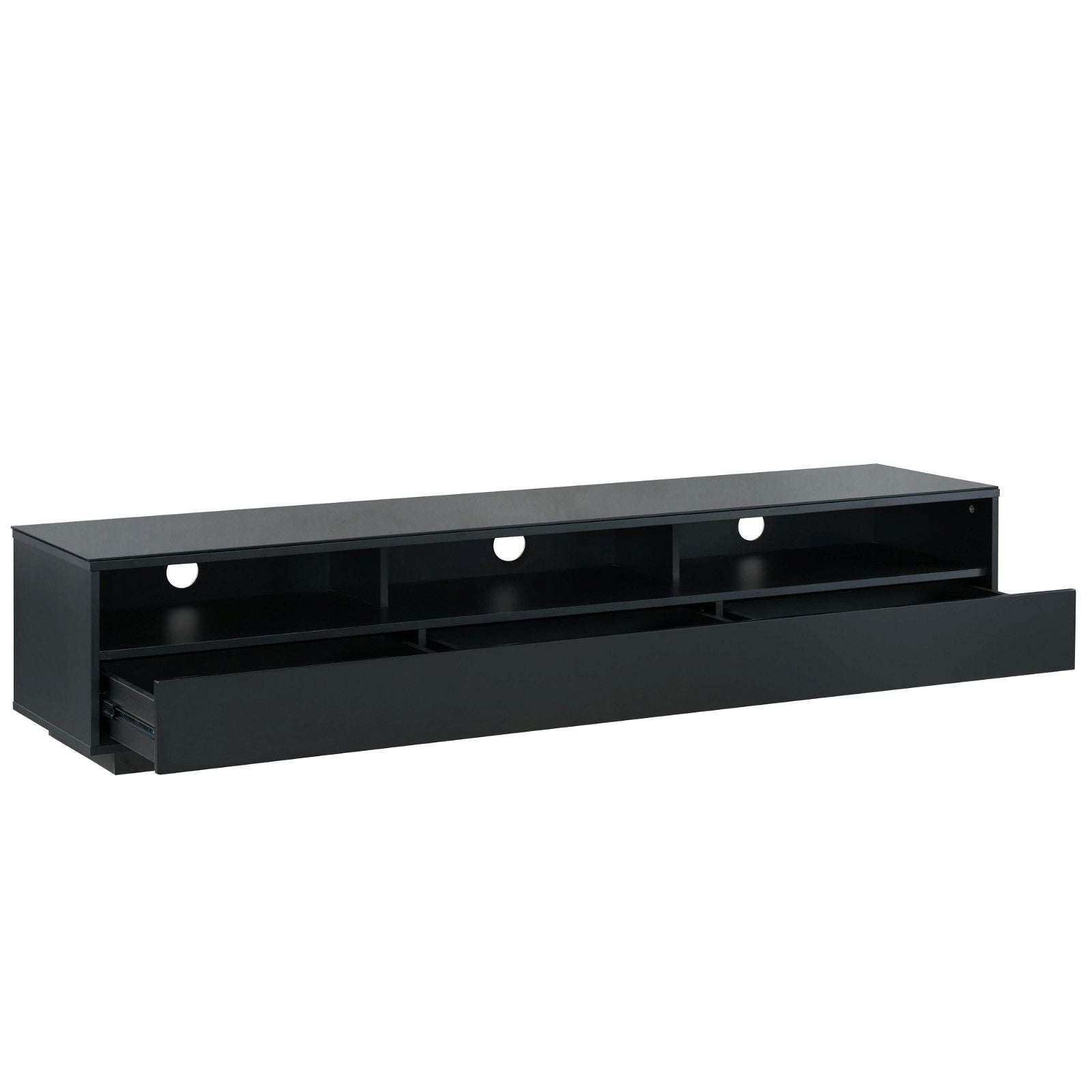 Tauris™ SUAVE1800 Black Entertainment Center - Modern TV Stand for Living Room, Home Theater & Gaming Setup