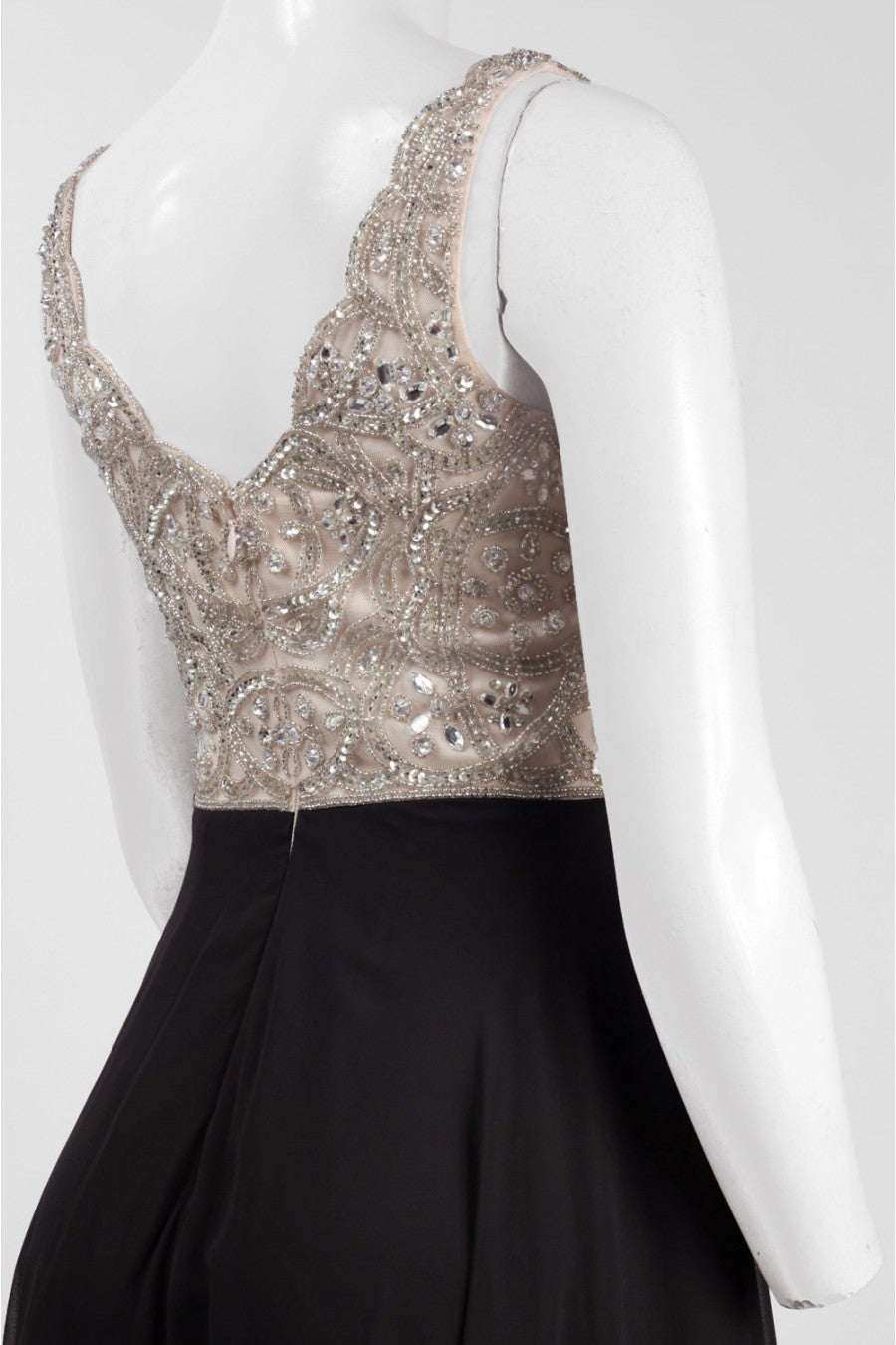 BHLDN Aidan Mattox Regina Gown - Elegant Champagne & Black Evening Dress for Weddings & Formal Events