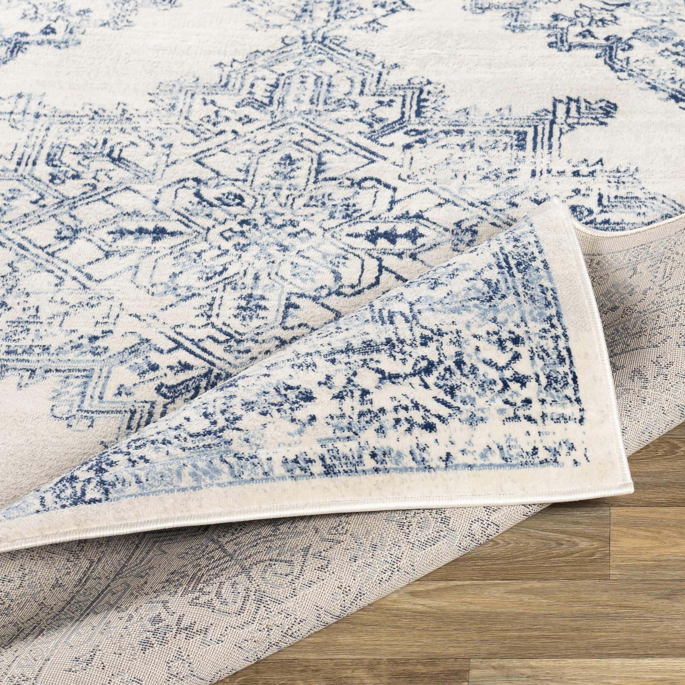 Hauteloom Pooraka Traditional Gray and Blue Area Rug 7'10