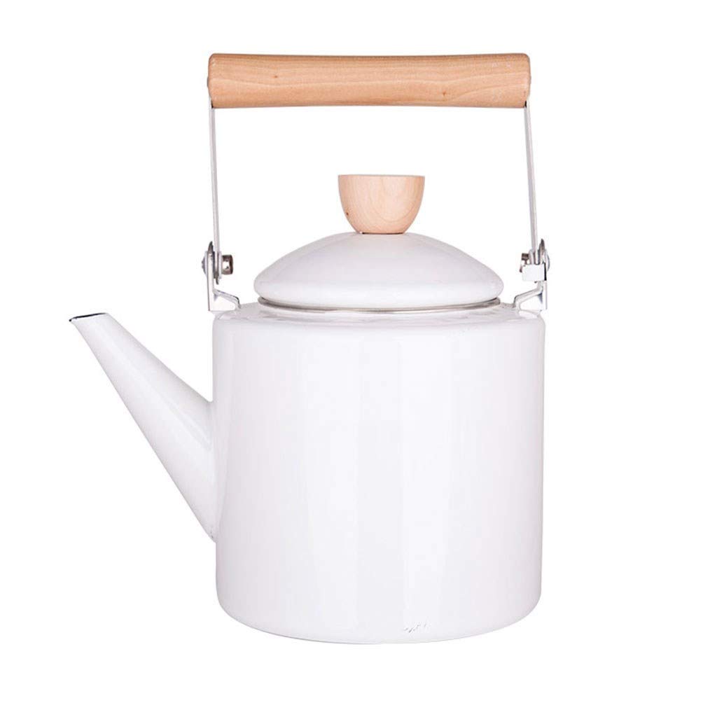 SGSG Electric Kettle - White Enamel Japanese Style Tea Kettle with Whistle, Thickened Body for Induction Cooker, Gas & Stovetop - Perfect for Home, Office & Tea Ceremonies