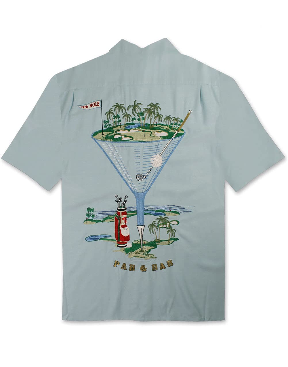 Bamboo Cay Embroidered Camp Shirt for Men - Breathable Short Sleeve Hawaiian Shirt - Perfect for Beach Vacation, Summer Party & Casual Outings