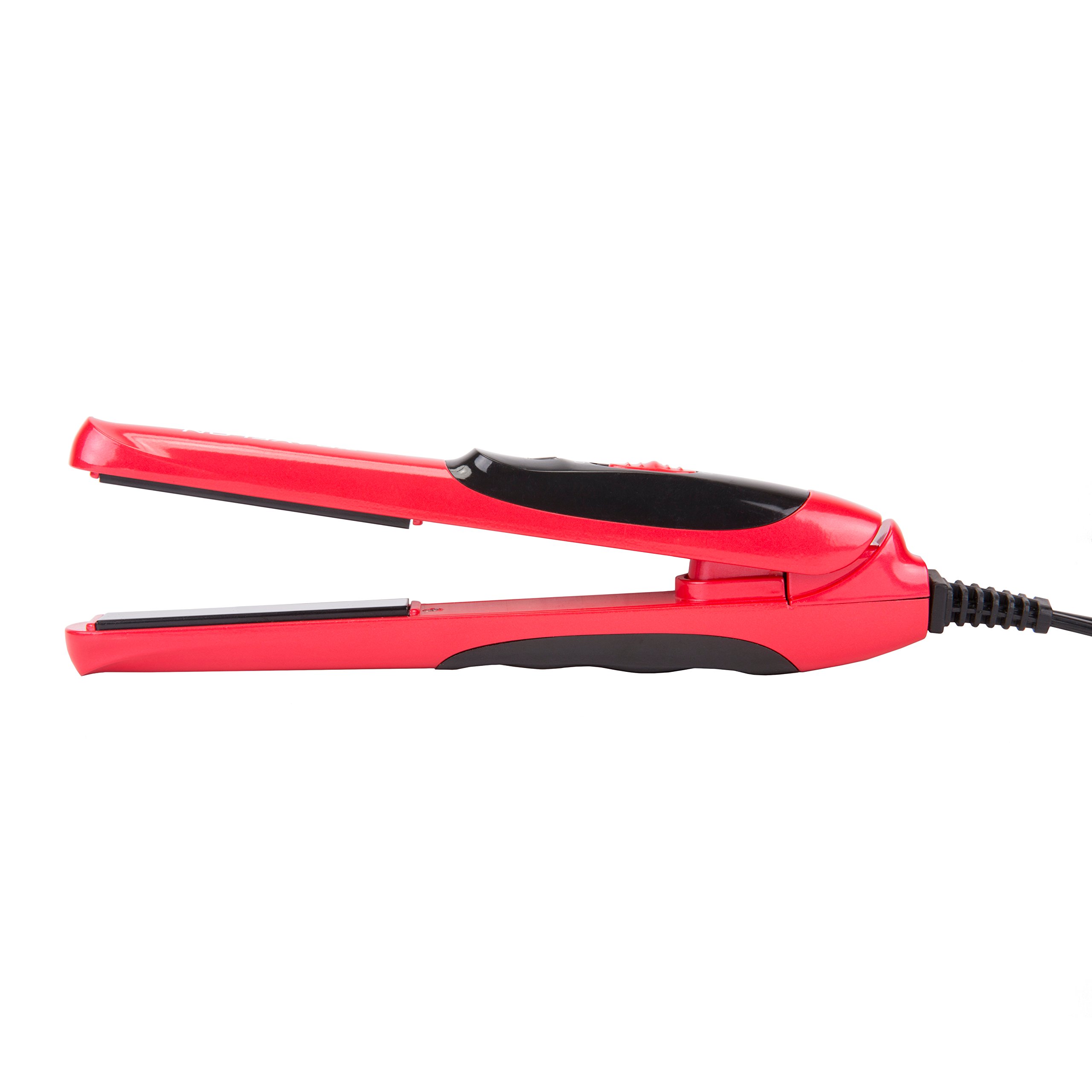 Travelon Mini Ceramic Flat Iron for Hair Styling - Compact & Lightweight Hair Straightener (Red) - Perfect for Travel, Home Use & On-the-Go Styling