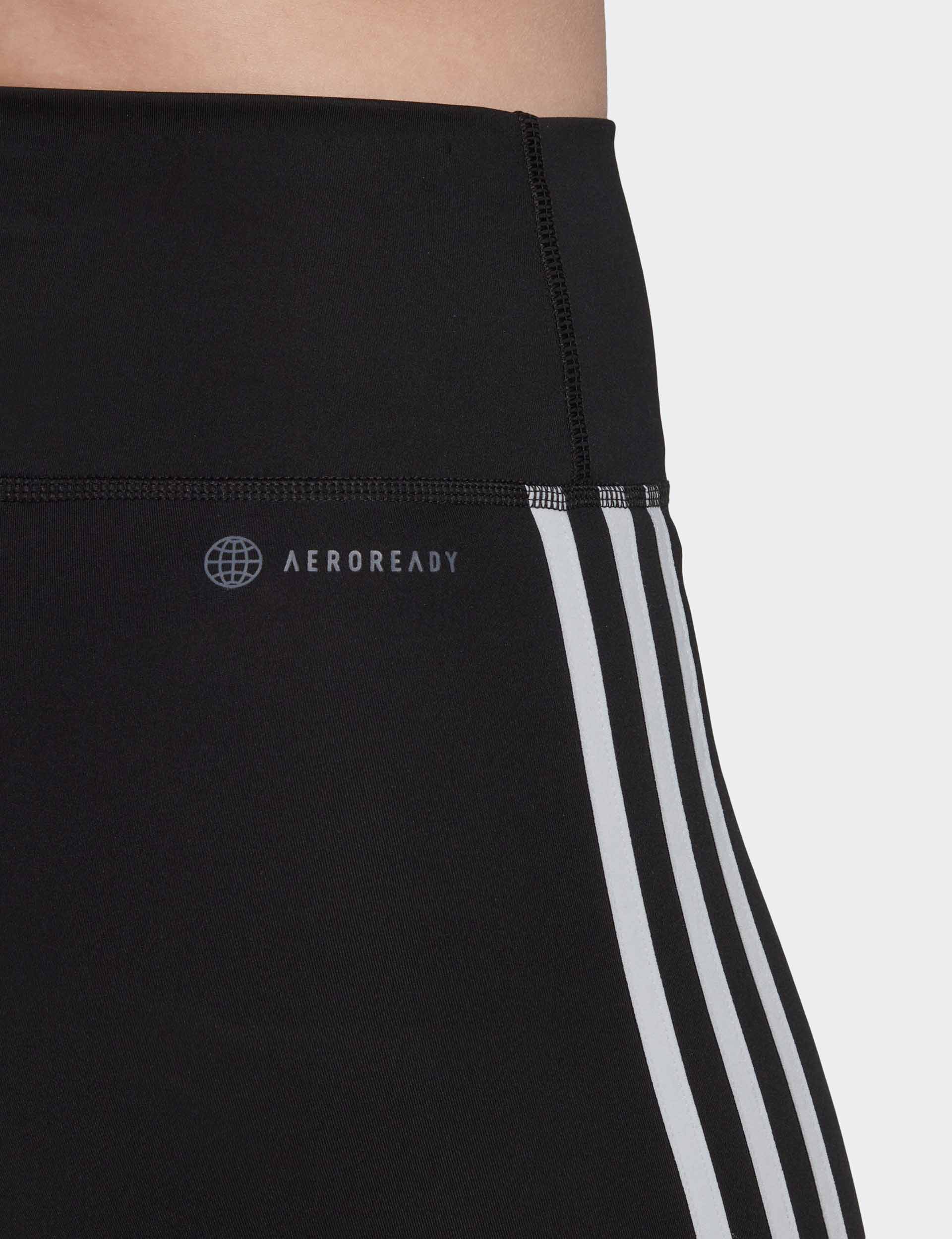 High Waisted Short Leggings with 3 Stripes - Women's Workout Training Essentials in Black | Perfect for Yoga, Running & Gym
