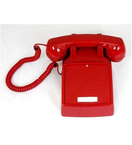 250047-VBA-NDL Red Desk Phone Without Dial - Vintage Office Telephone for Home & Business Decor - Perfect for Retro Themed Spaces, Film Props, and Collector's Display
