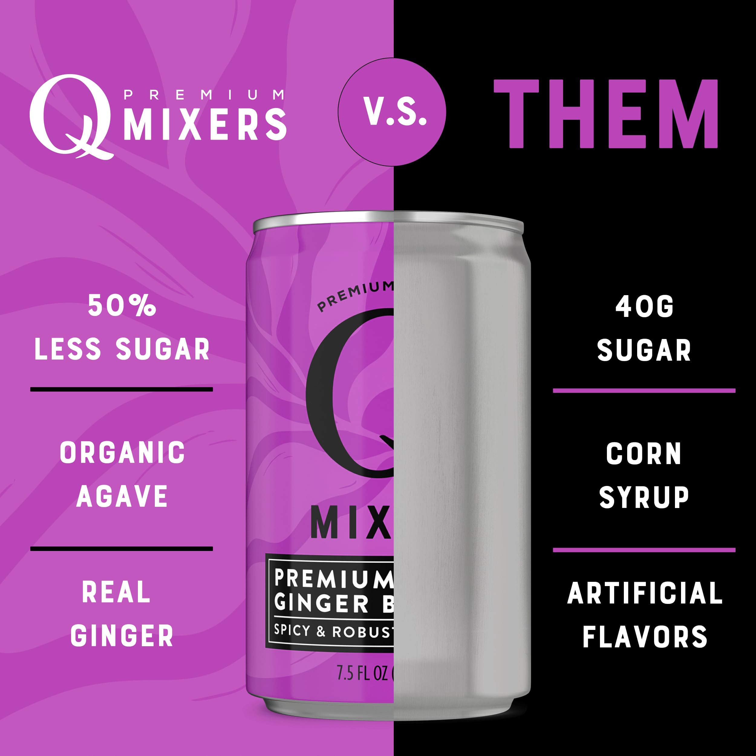 Q Ginger Beer Variety Pack - 12 Cans (7.5 Fl Oz) | Q Original, Tropical & Hibiscus Flavors | All-Natural Ingredients, Perfect Carbonation | Great for Moscow Mule, Dark & Stormy Cocktails & Refreshing Mocktails | Premium Craft Ginger Beer for Parties & Home Bars