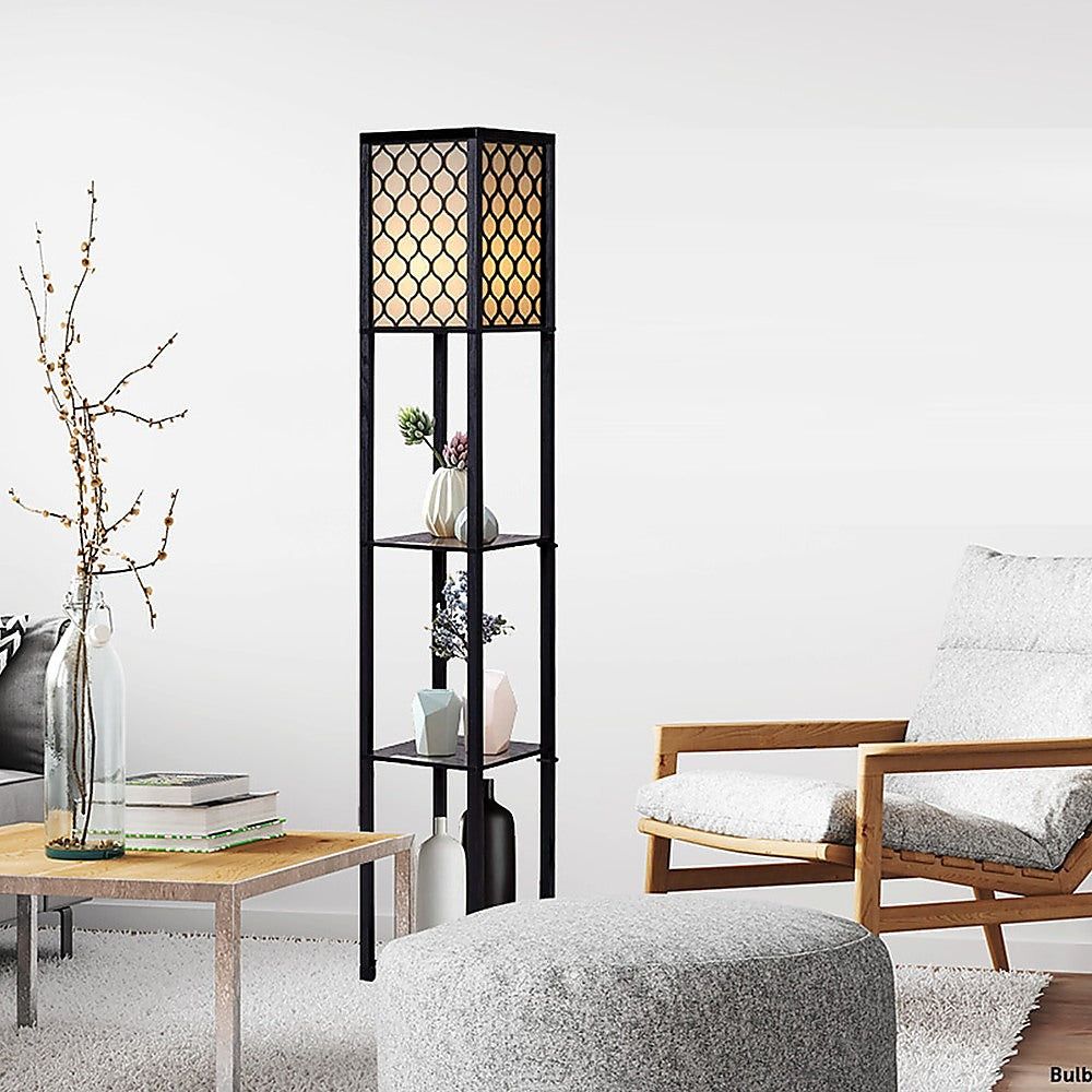 Modern Shelf Floor Lamp with Open Box Shelves - Adjustable Shade for Diffused Lighting - Perfect for Living Room, Bedroom, or Office Reading Corner