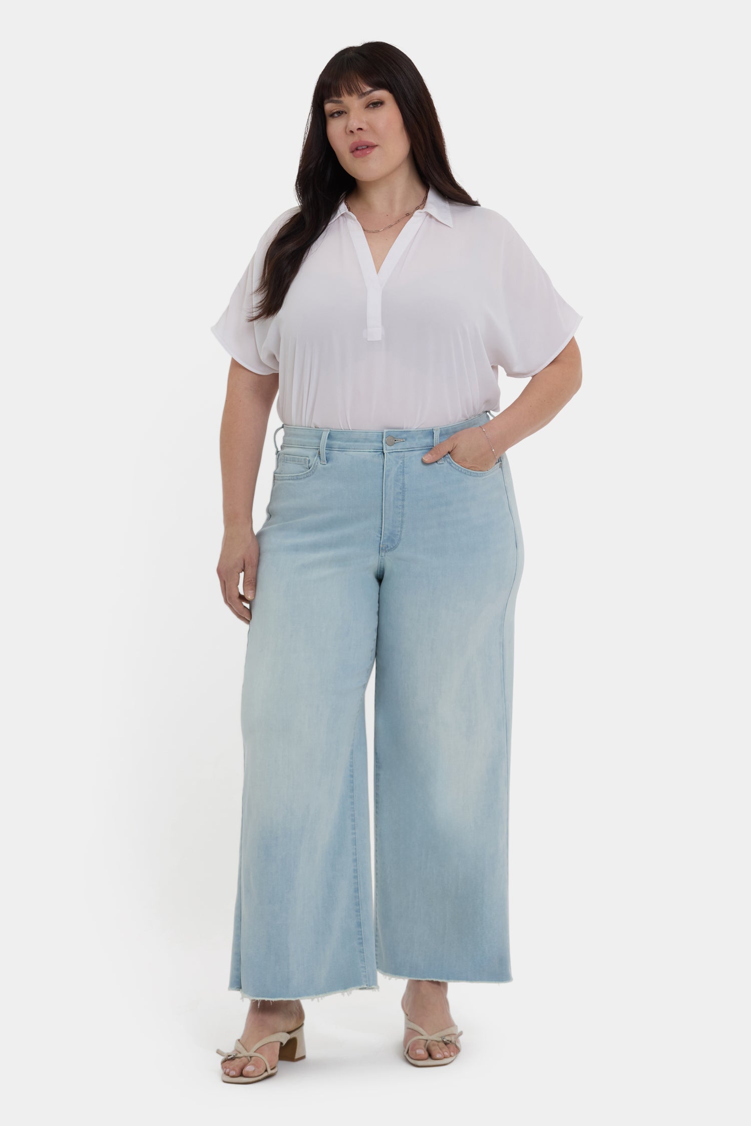 Brodi Wide Leg Ankle Jeans for Women - Plus Size Denim Pants in Clear Waters Wash | Casual & Comfortable Stretch Jeans for Everyday Wear