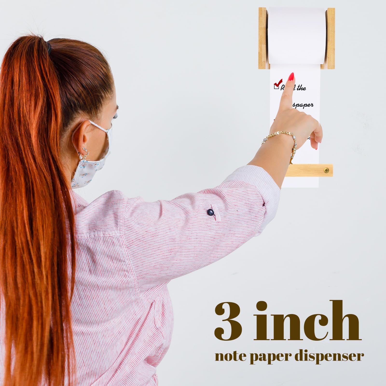 3 Inch Kraft Paper Roll Dispenser - Wall Mounted Note Paper Holder for Grocery Lists, Sticky Notes & To-Do Lists | Perfect for Kitchen, Office & Home Organization (Wall Art & Memo Board)