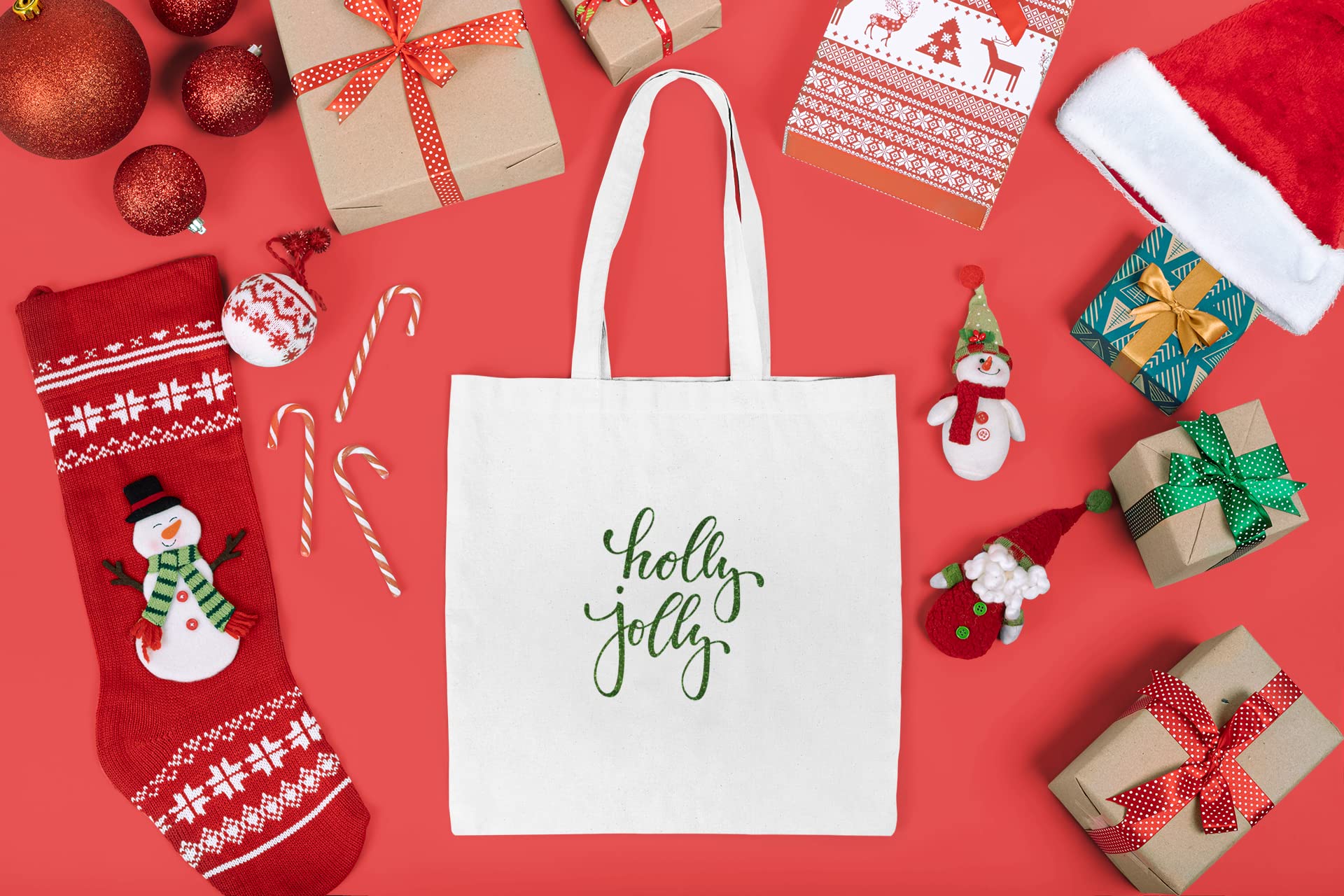 Christmas Iron On Decal - Holly Jolly Vinyl Transfer for Fabric & DIY Crafts | Holiday Iron On Patch in Gold | Perfect for T-Shirts, Bags & Christmas Decorations
