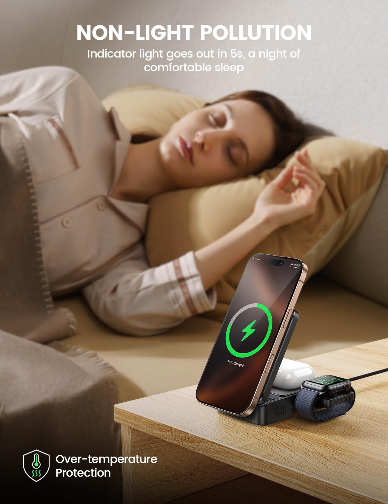 3-in-1 Foldable MagSafe Charging Station for iPhone 16/15/14/13, Apple Watch & AirPods - Portable Wireless Charger Stand with Fast Charging | Perfect for Travel, Office & Nightstand Use