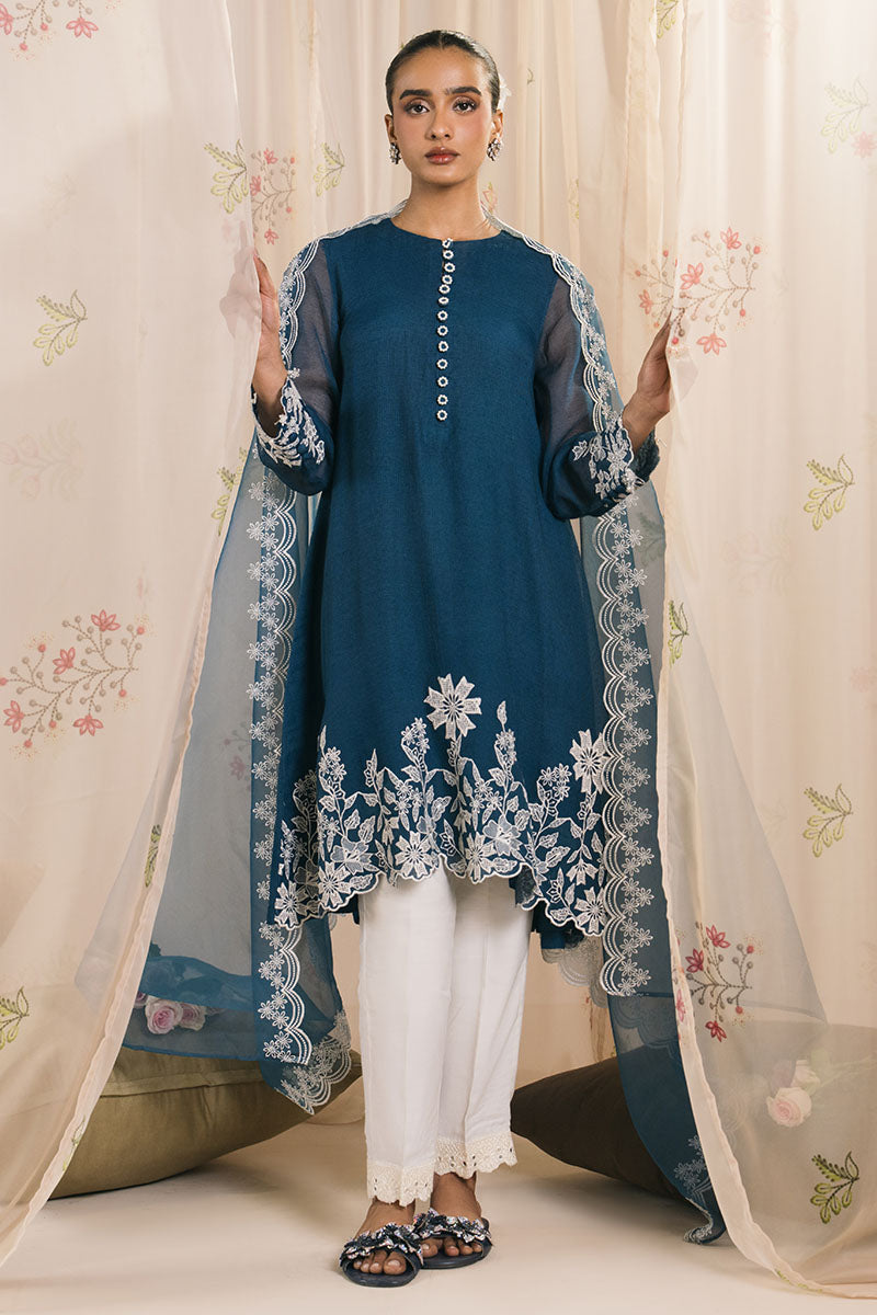 Stylish CERULEAN 2-Piece Set (Embroidered Shirt & Dupatta) for Women - Perfect for Festivals, Weddings & Special Occasions