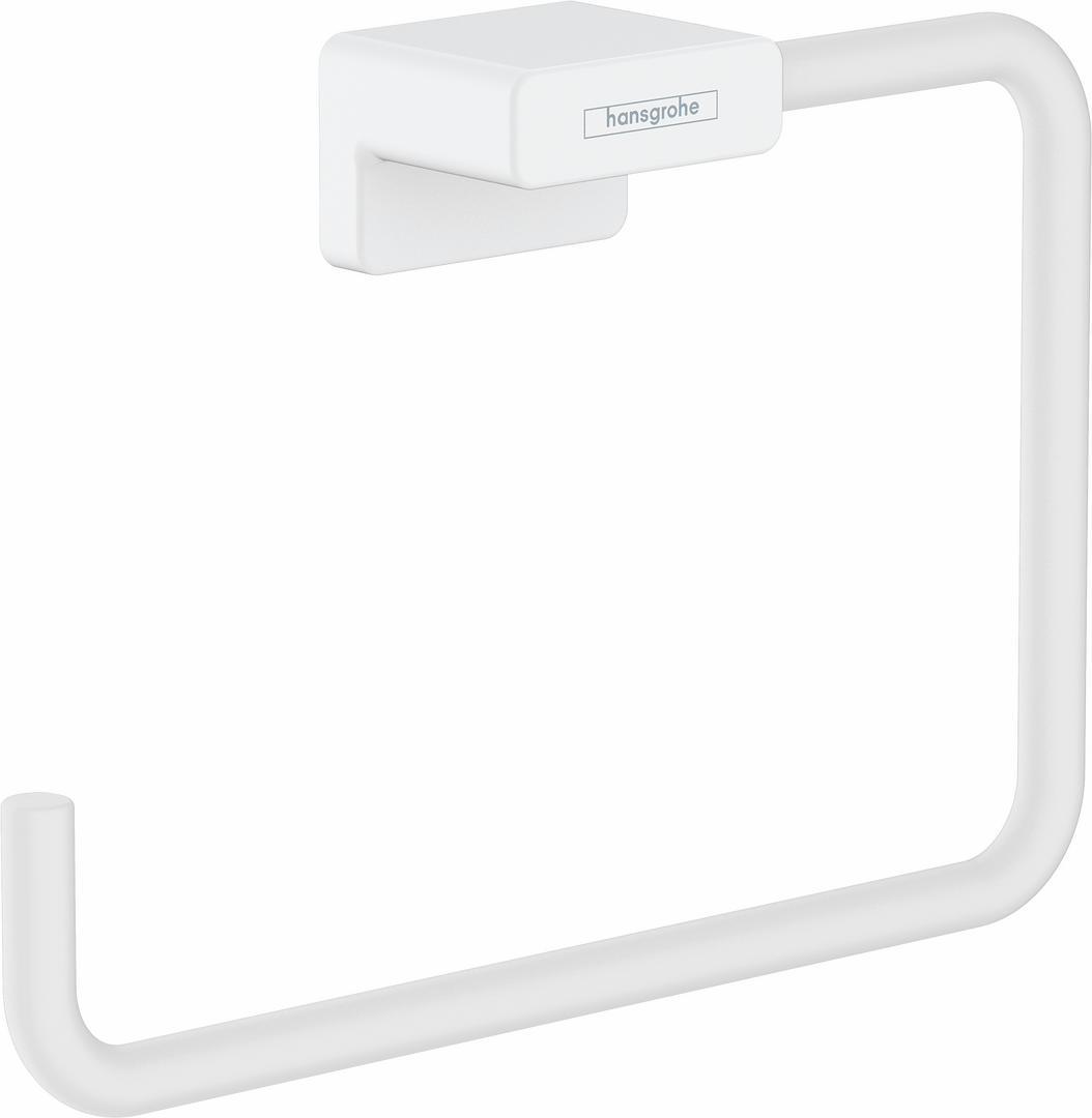 Hansgrohe AddStoris Towel Ring in Matte White (41754700) - Modern Bathroom Accessory for Stylish & Functional Towel Storage