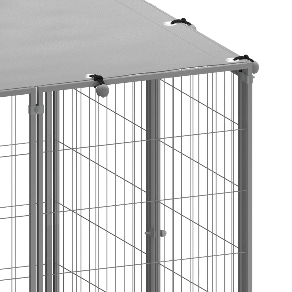 vidaXL Large Outdoor Dog Kennel with Lockable Door & Roof - Heavy Duty Steel Dog Crate for Training, Exercise & Play - Perfect for Backyard, Garden & Patio Use