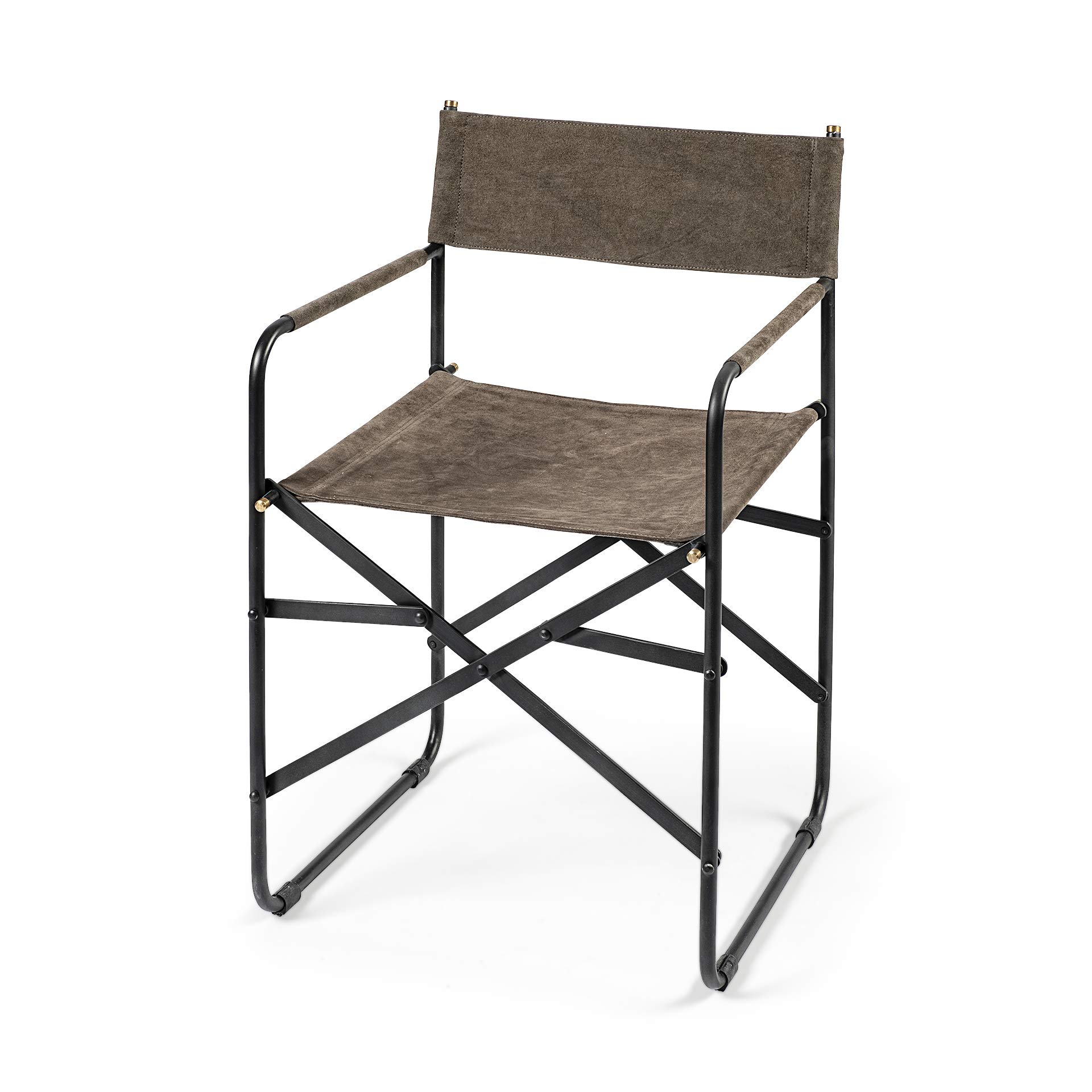 Stylish Brown Leather Dining Chair with Black Iron Frame - Modern Farmhouse Kitchen & Dining Room Furniture for Home Decor
