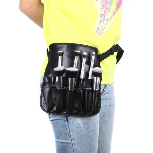 Professional PVC Cosmetic Makeup Brush Apron with Adjustable Belt Strap - Waterproof Artist Organizer Bag for Makeup Artists, Beauty Salon & Home Use