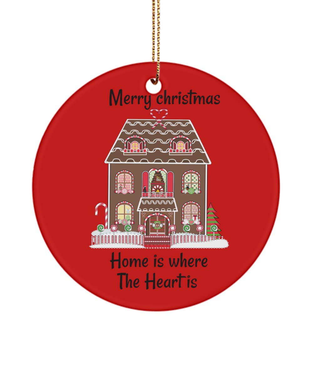 Merry Christmas Home Decor - 'Home is Where The Heart is' Red Wall Art Sign for Holiday Living Room, Bedroom & Office Decoration