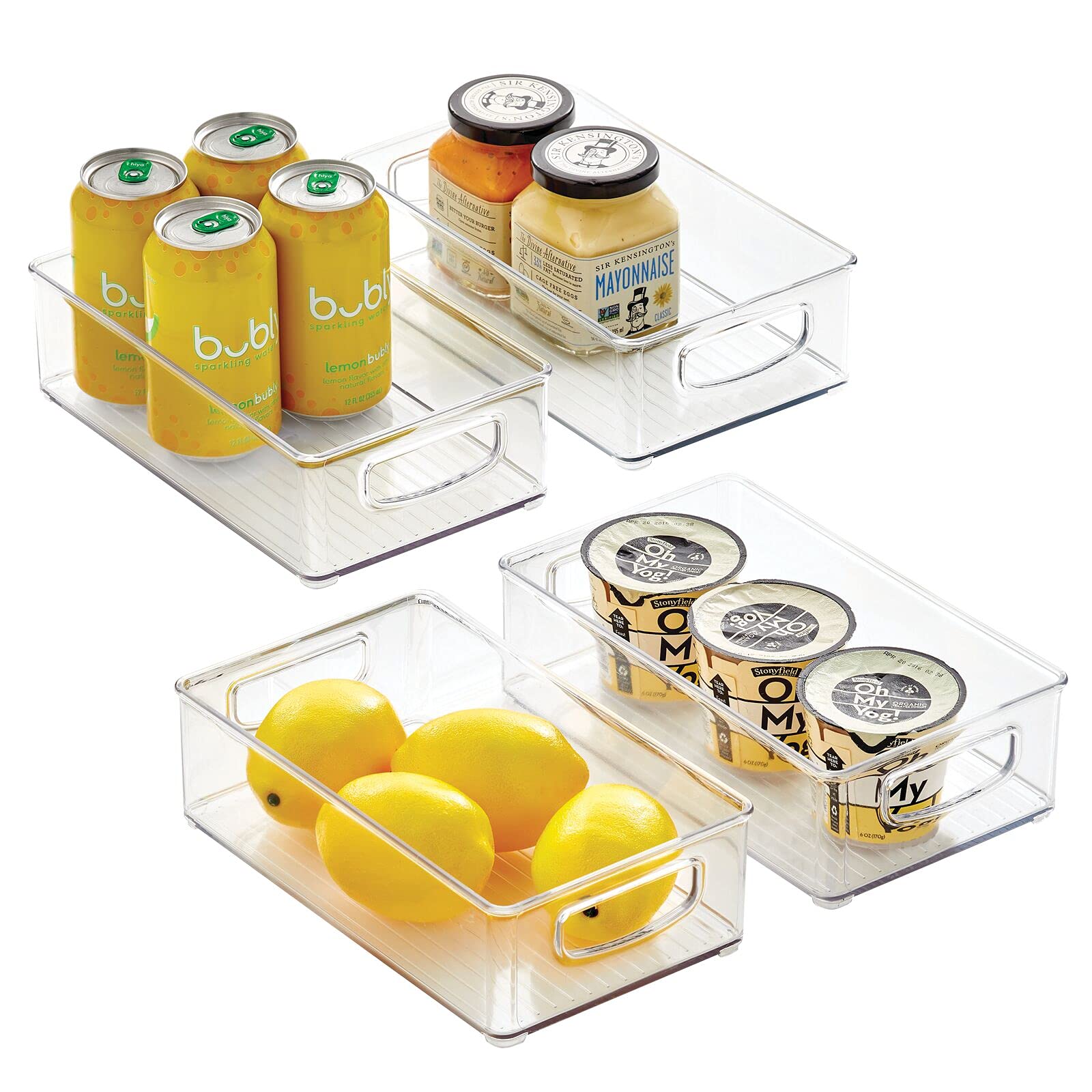 mDesign Clear Plastic Food Storage Bins with Handles - 10