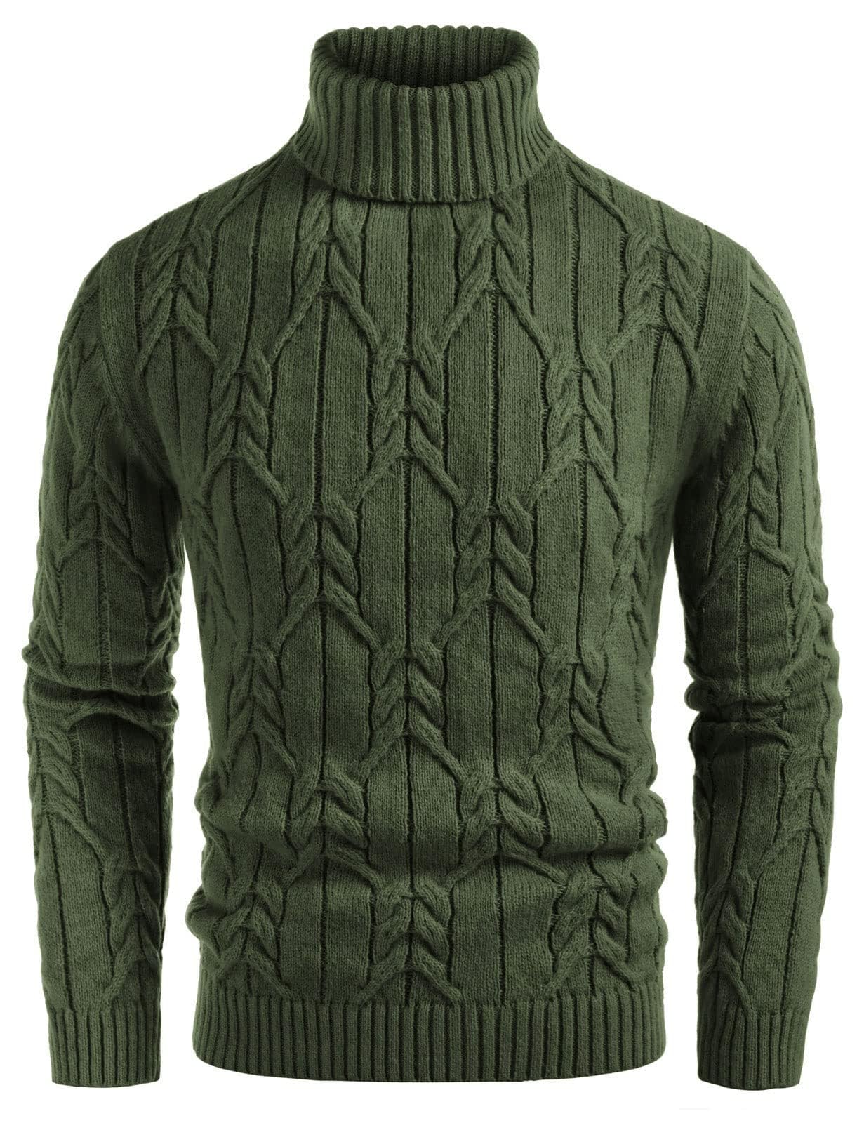 GRACE KARIN Men's Turtleneck Pullover Sweater - Long Sleeve Solid Color Twisted Knit Winter Warm Sweatshirt for Casual Outfit & Office Wear