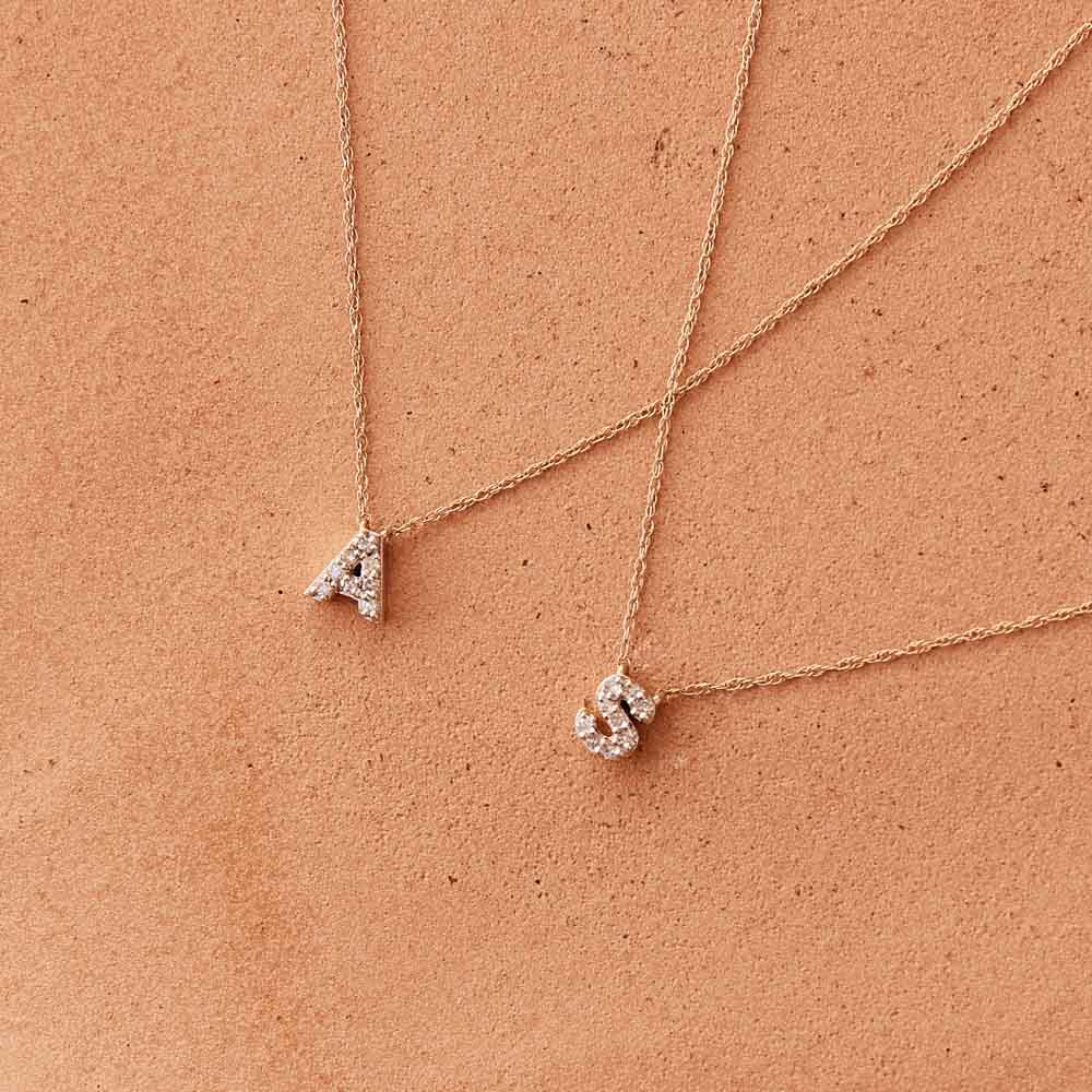 10k Gold Diamond Letter S Necklace for Women - Elegant Initial Pendant Jewelry Gift for Her, Perfect for Birthday, Anniversary & Valentine's Day
