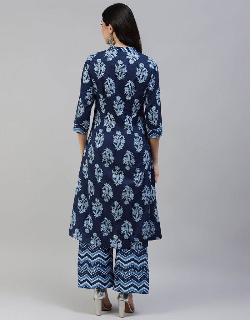 Blue Cotton Palazzo Salwar Suit for Women - Comfortable Indian Ethnic Wear for Festivals, Weddings & Casual Outings