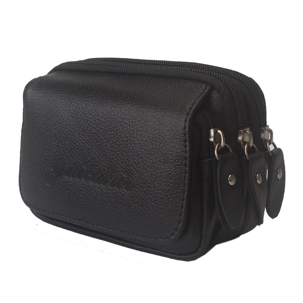 Men's Leather Phone Waist Pack Belt Holster - 3-Pocket Horizontal Flip Pouch for Coins & Essentials - Perfect for Outdoor Travel, Hiking & Daily Use