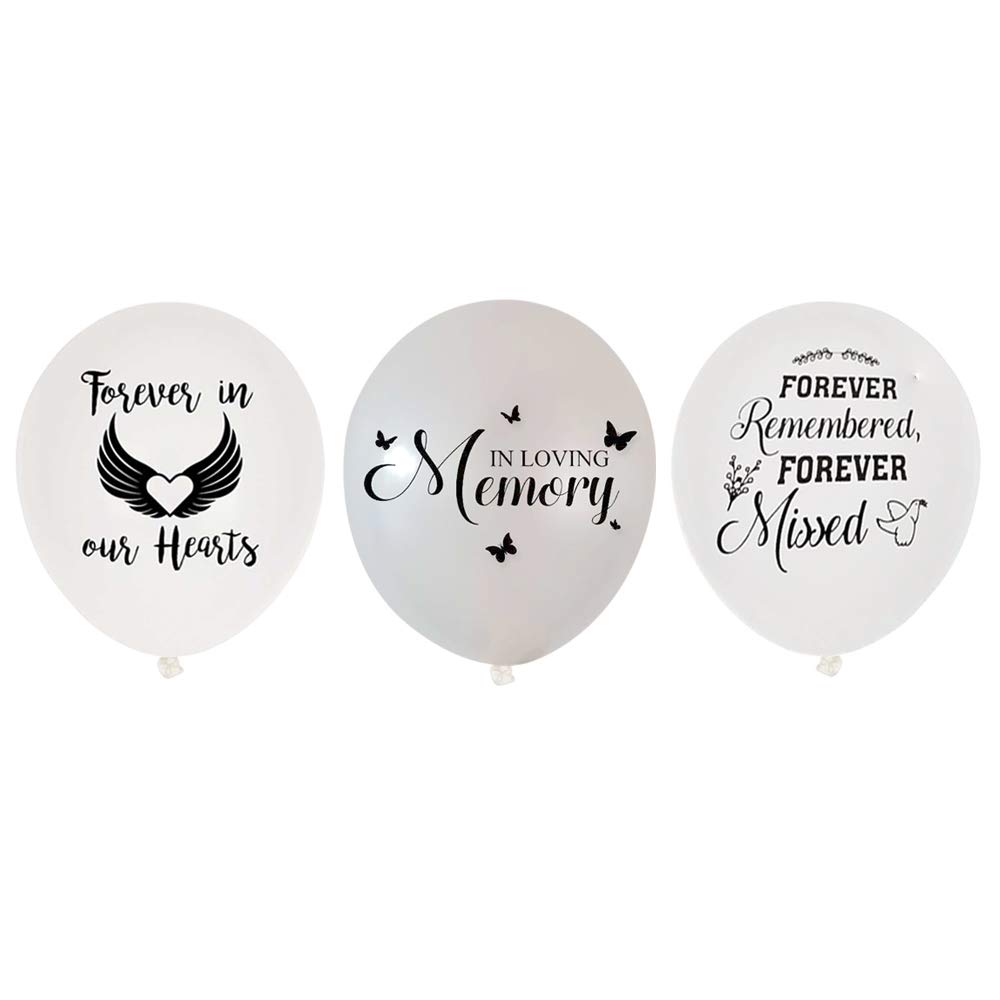 Makarios 30-Pack Memorial Latex Balloons (White & Silver) - Funeral Decorations, Sympathy Gifts, Memorial Service Supplies - Perfect for Funeral Occasions, Memorial Services & Remembrance Events